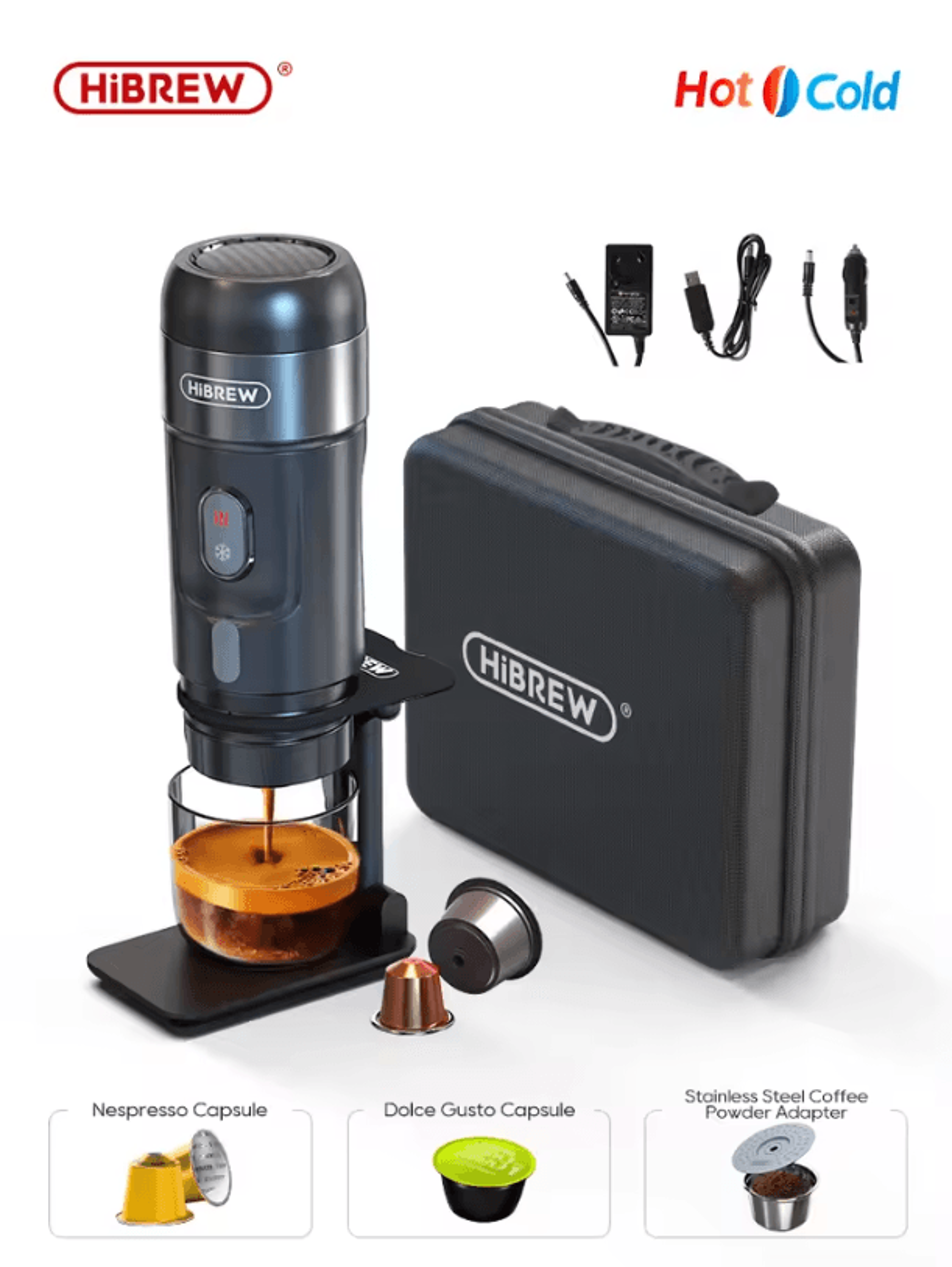 hibrew portable coffee machine for car and home – dc 12v espresso maker for nespresso and dolce pods