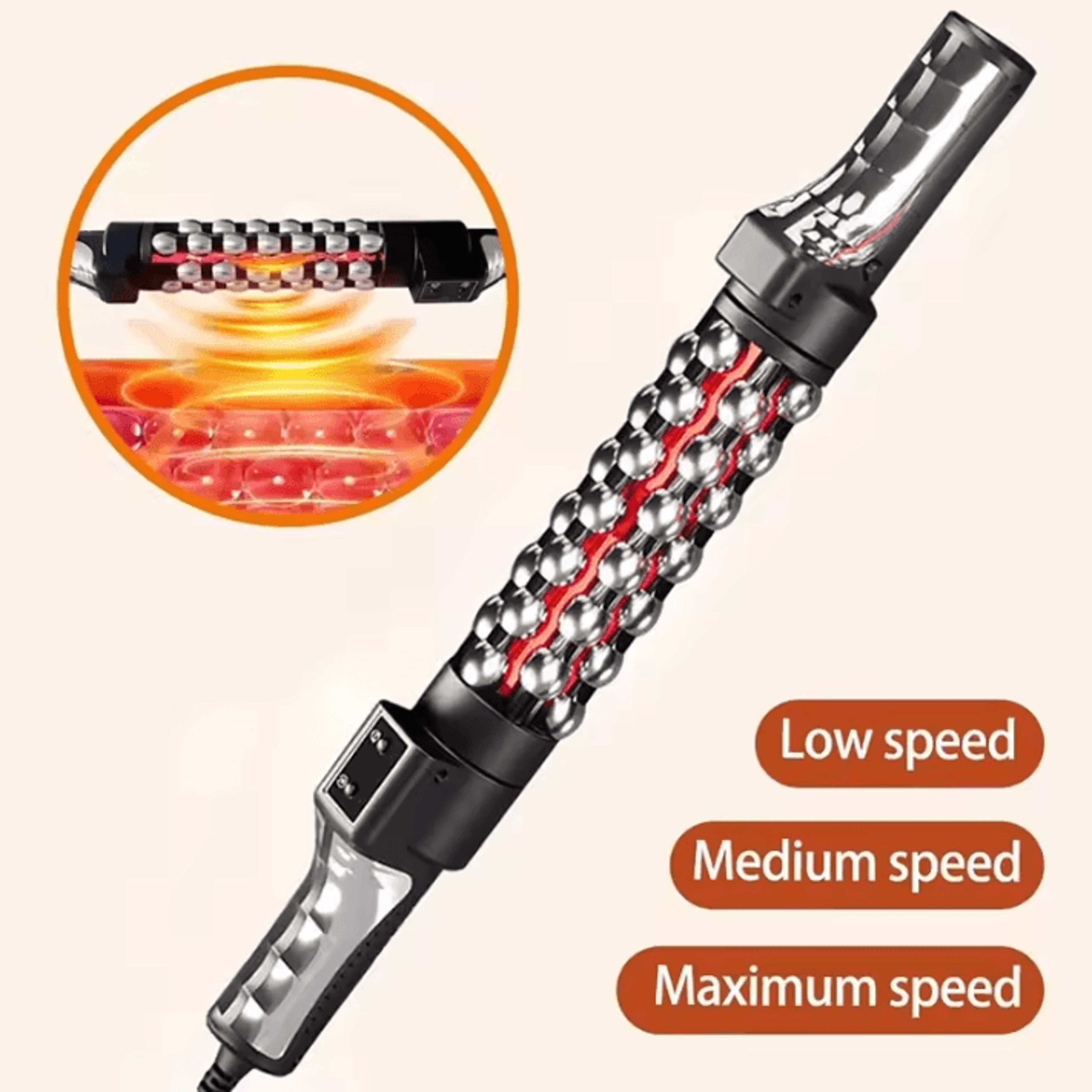 heated roll massager device – 360 degree rotating red light massage roller for full-body comfort