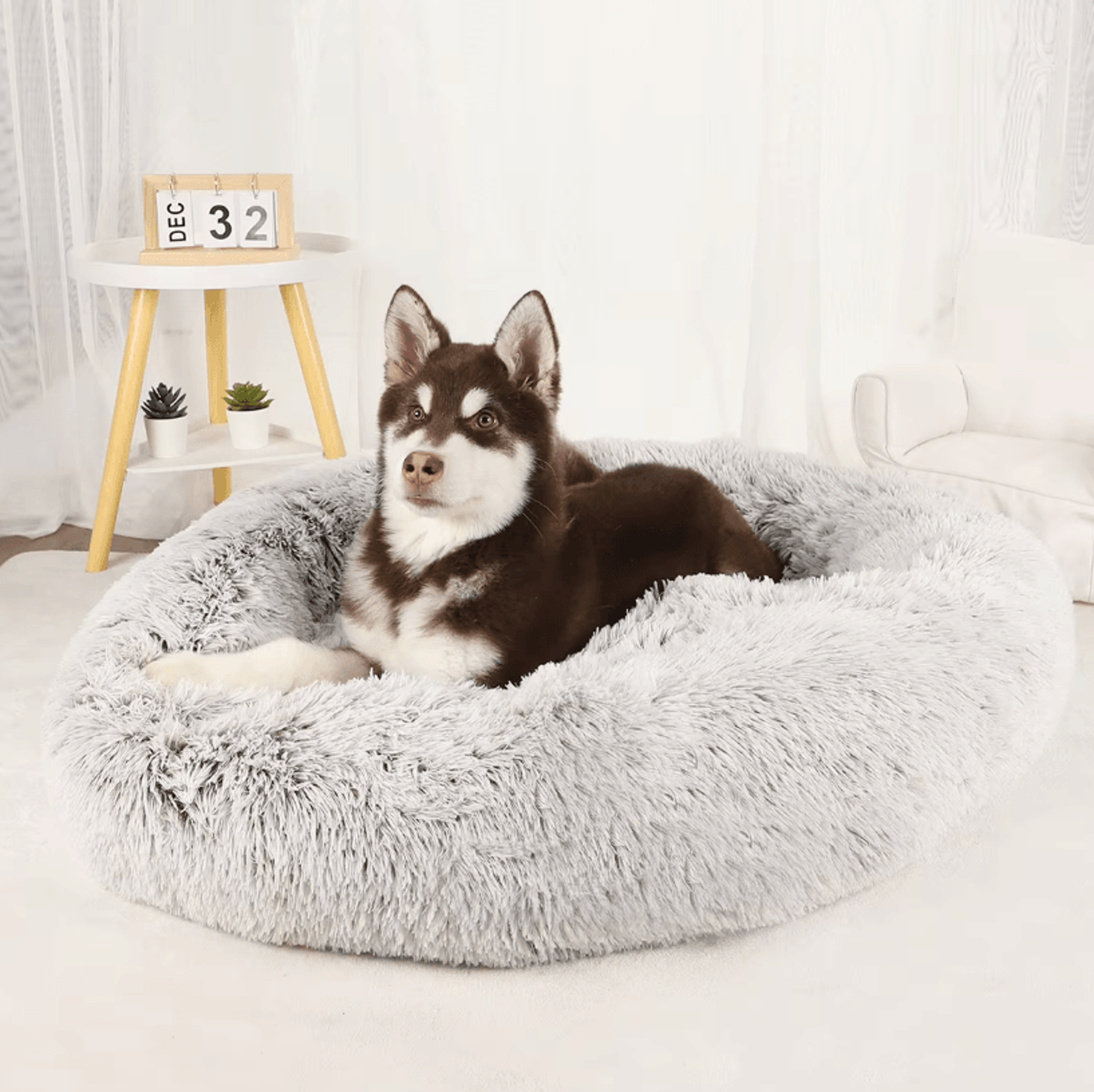 plush dog bed – washable fluffy sofa basket bed for small, medium and large dogs