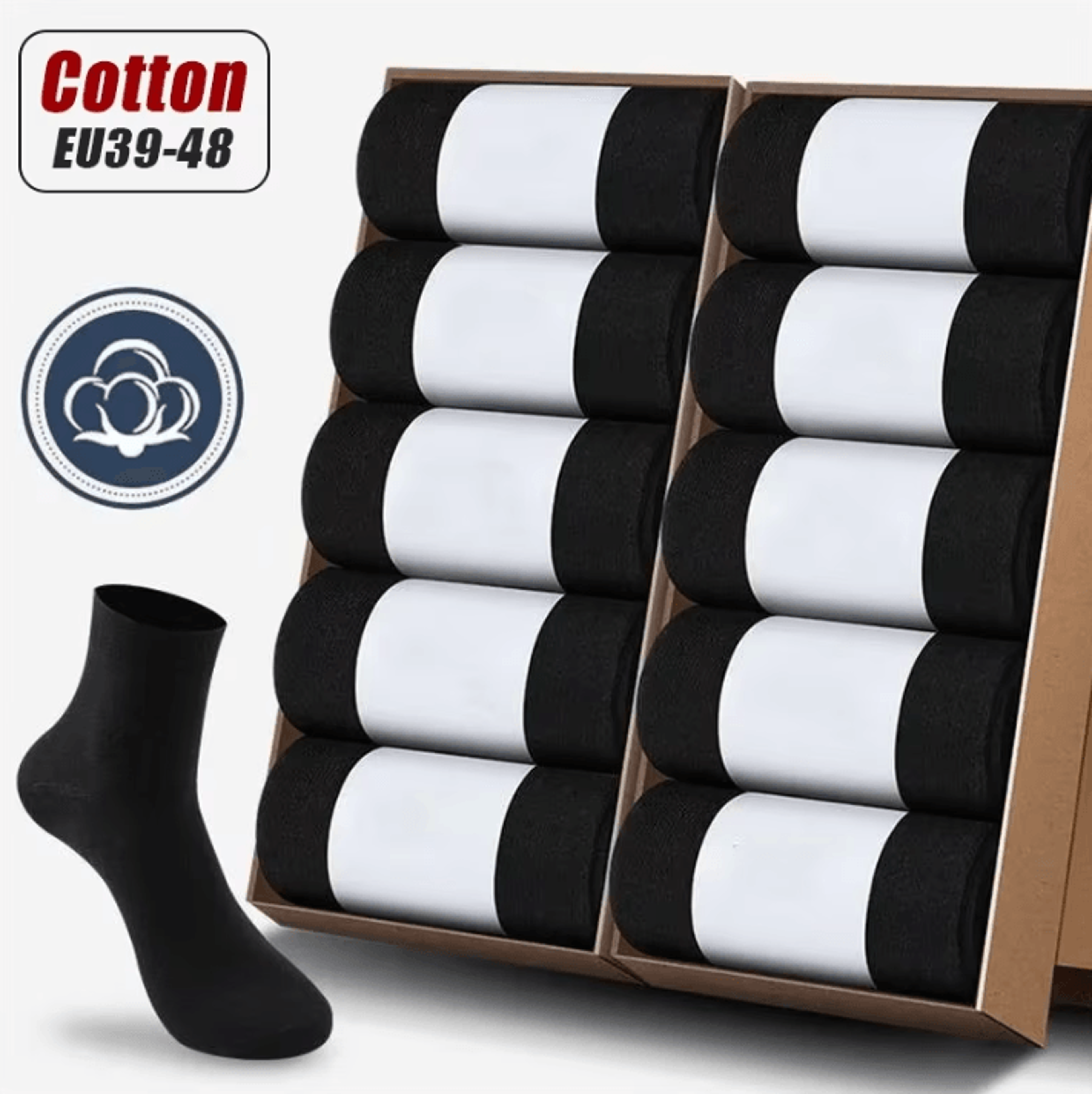 mens pure cotton socks – breathable plus size business and casual long socks