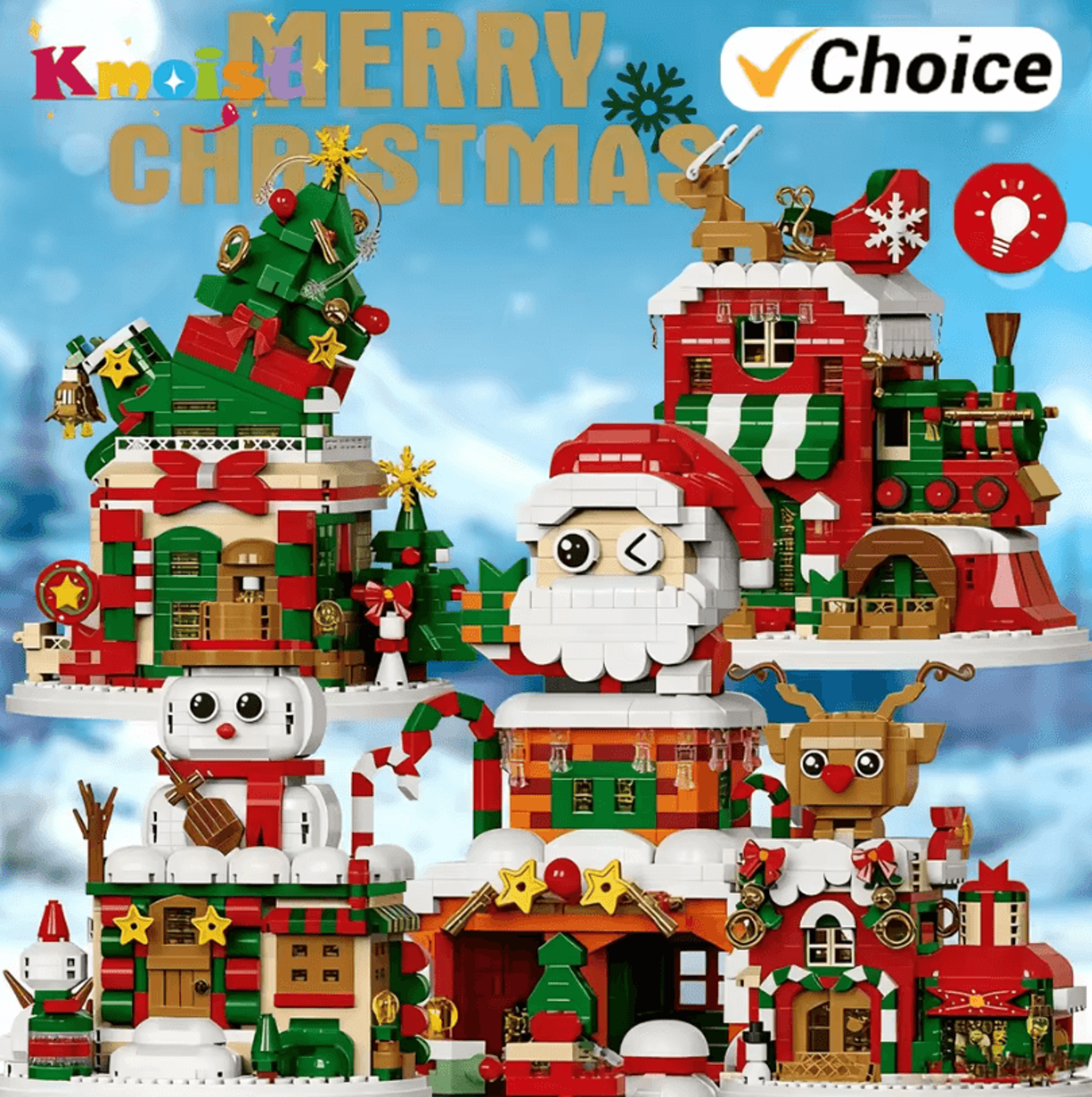 christmas building block series – santa claus & reindeer brick set for holiday fun