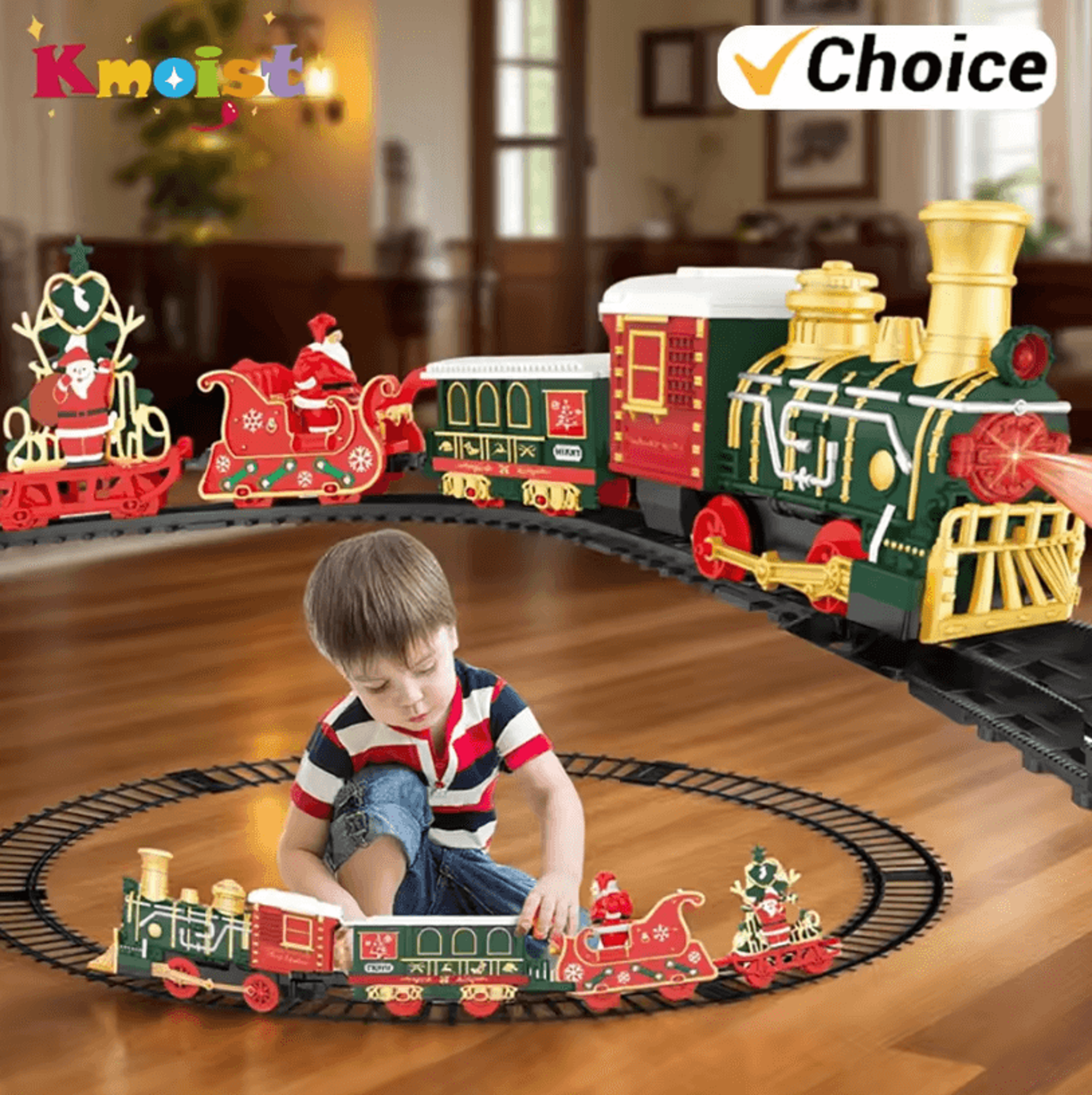 childrens train set – music and light christmas electric railway toy