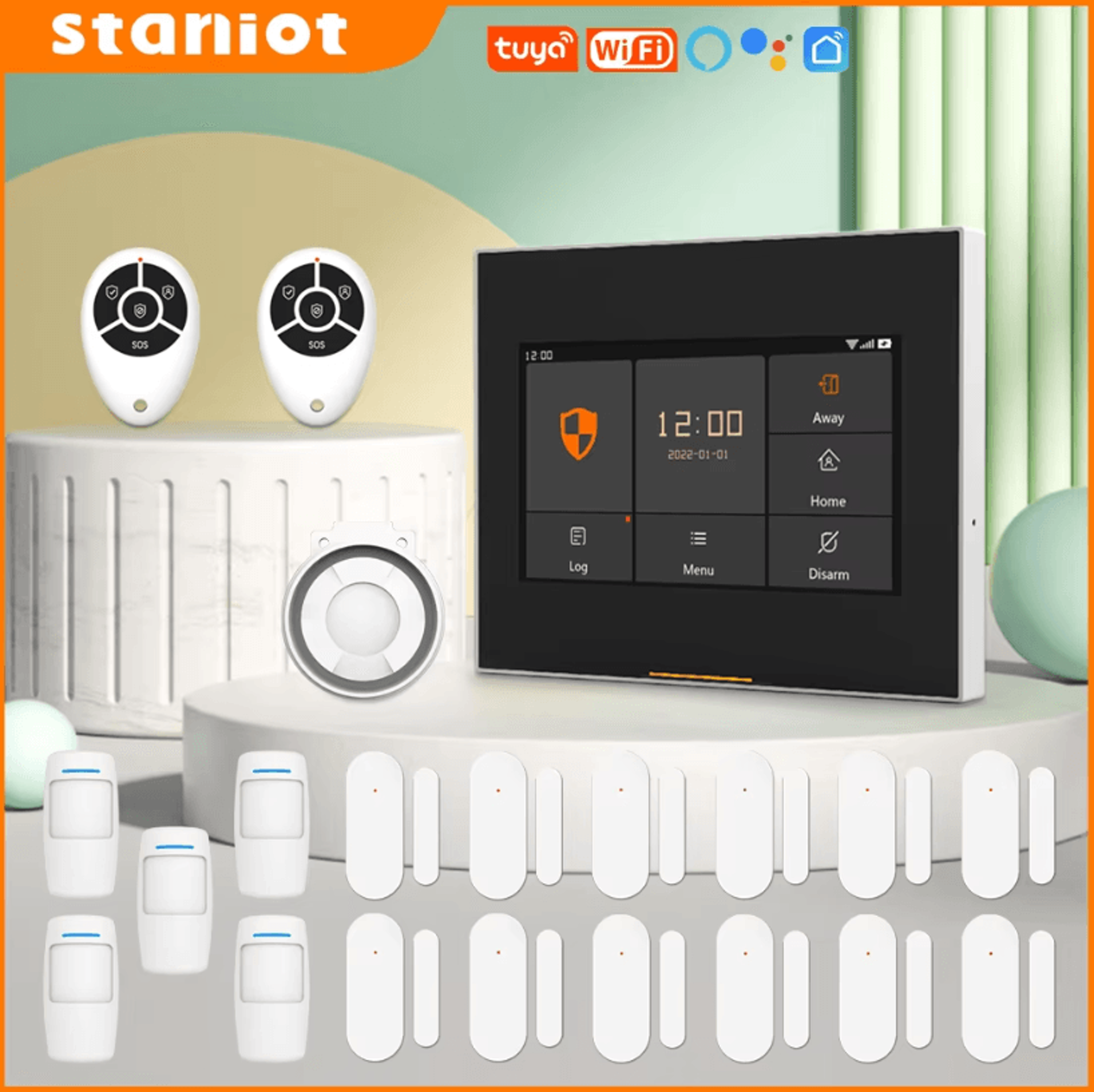 smart home alarm system – tuya wifi wireless security kit compatible with alexa and google home