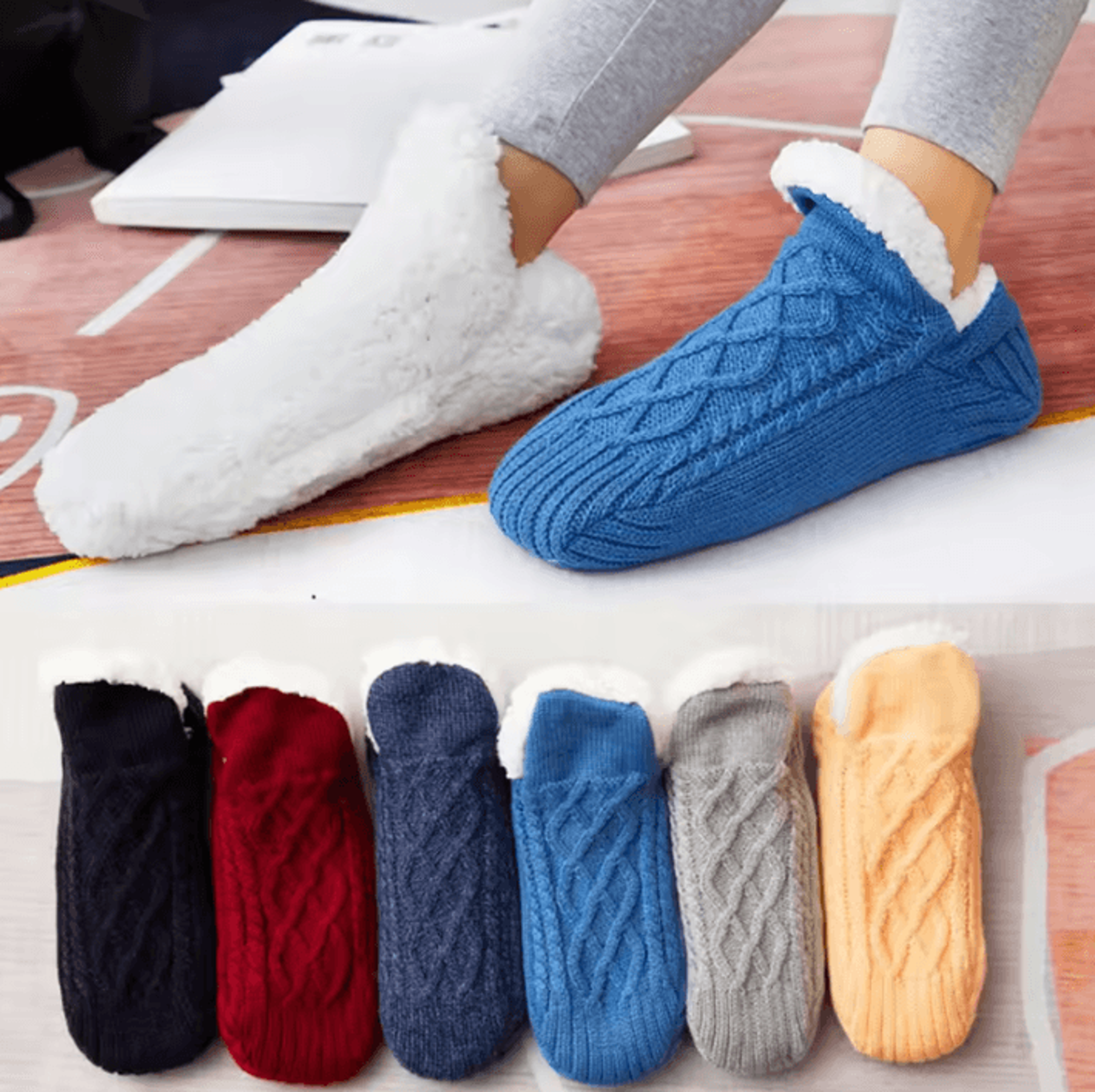 thermal mens slipper socks – winter warm cotton non-slip fuzzy floor socks