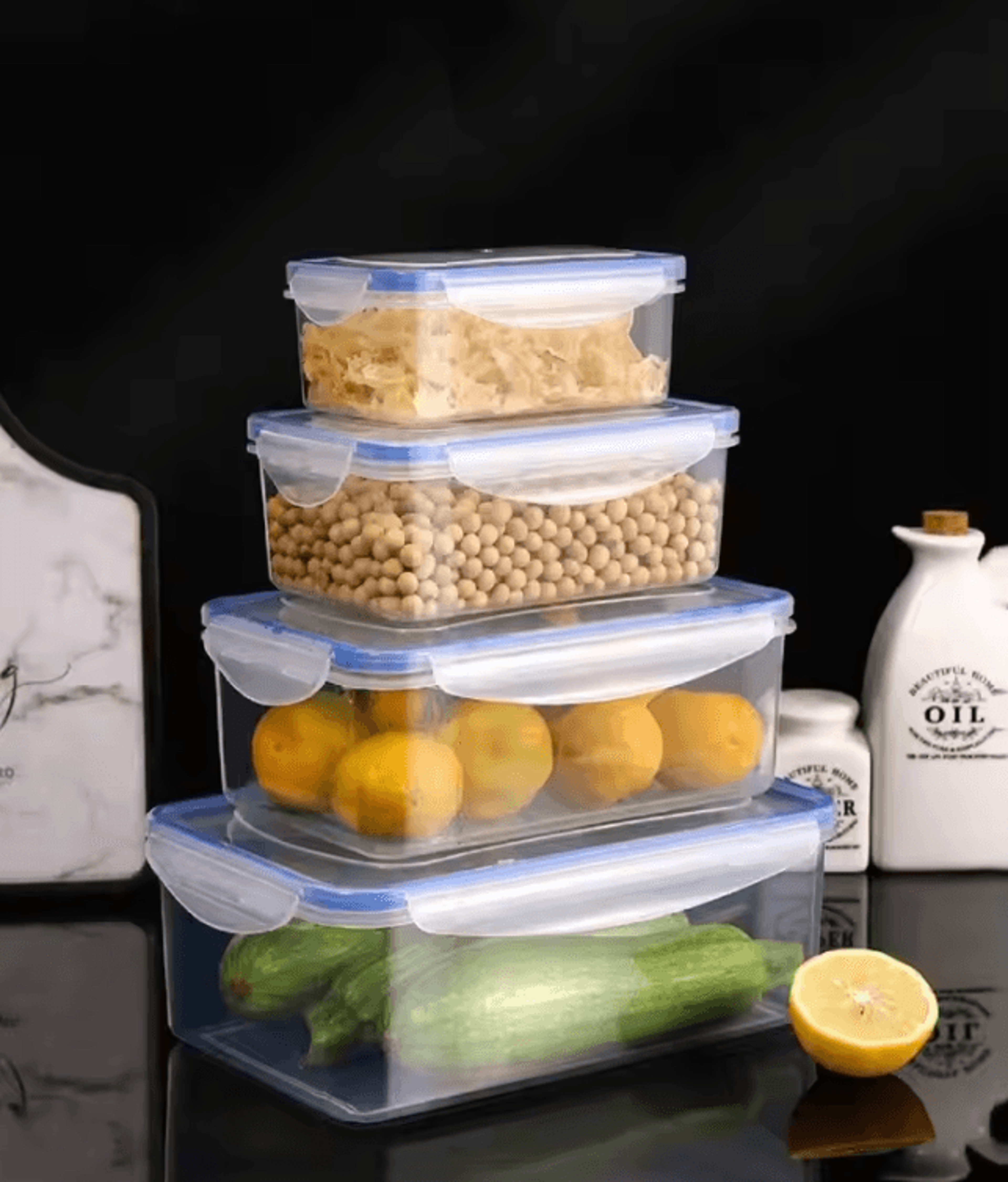 sealed rectangular refrigerator storage box with lid – practical crisper and microwave lunch container