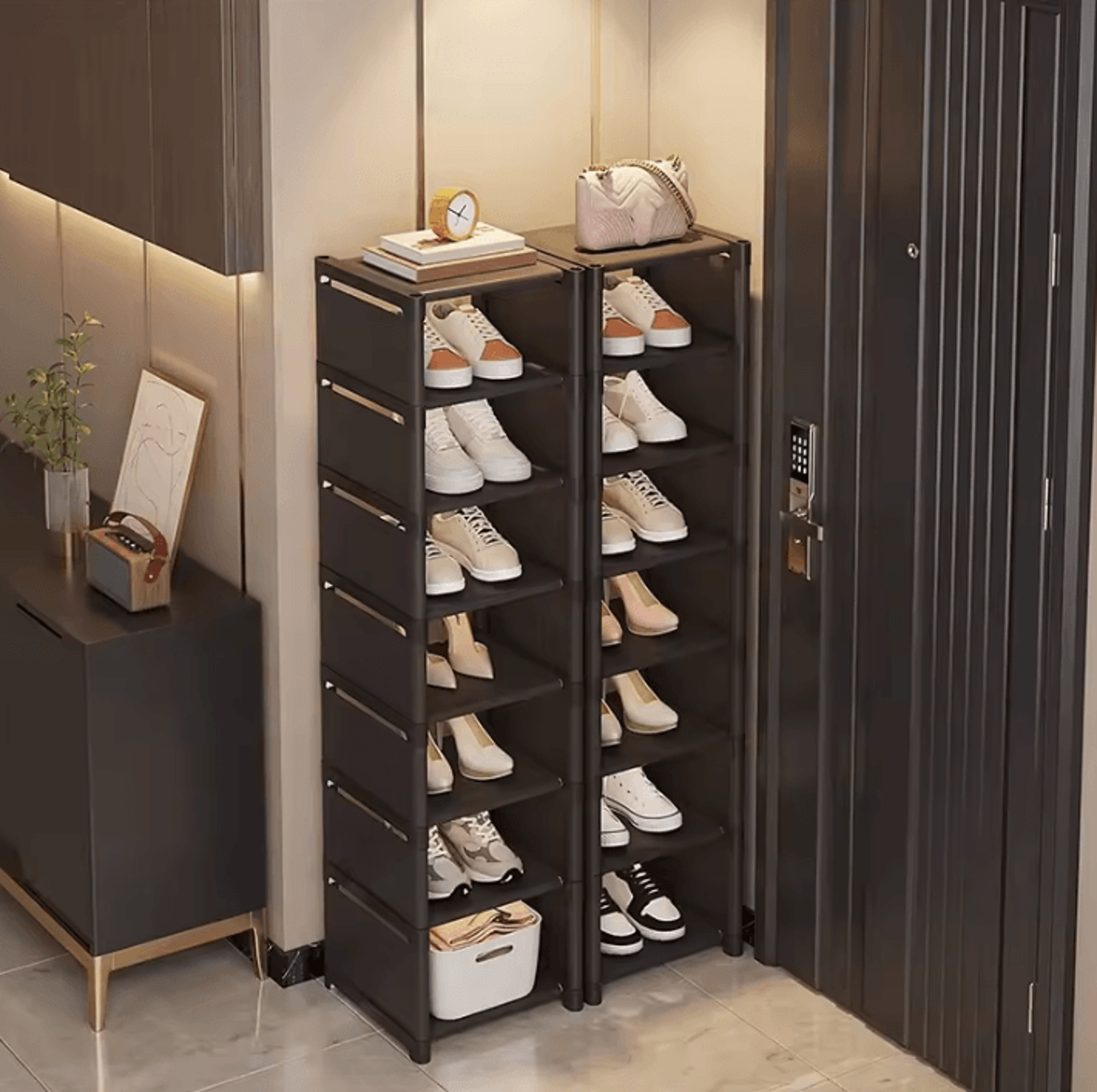 small shoe rack – narrow shoe cabinet storage for home, rental and entryway
