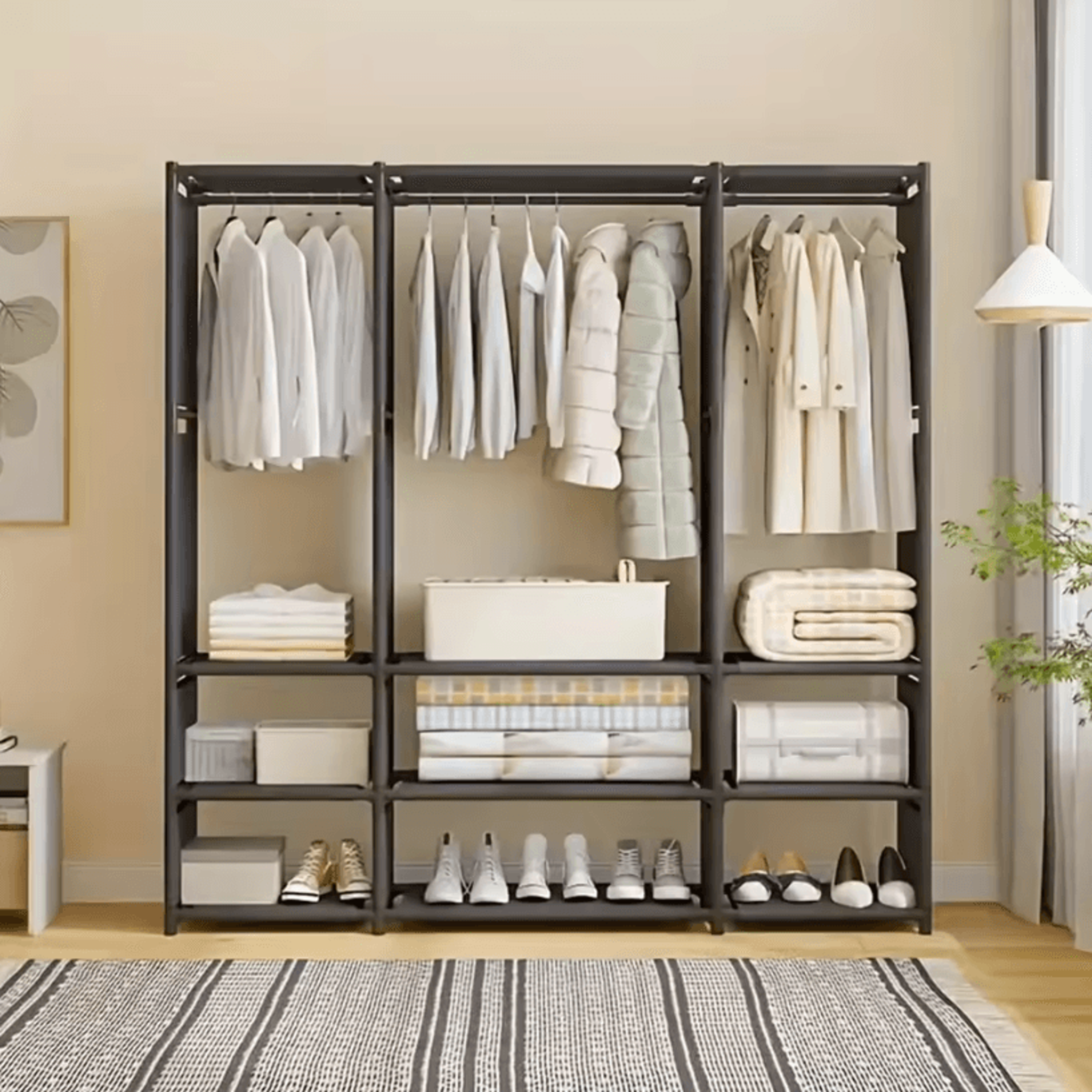 multi-functional clothes rack for coats, hats and clothes drying