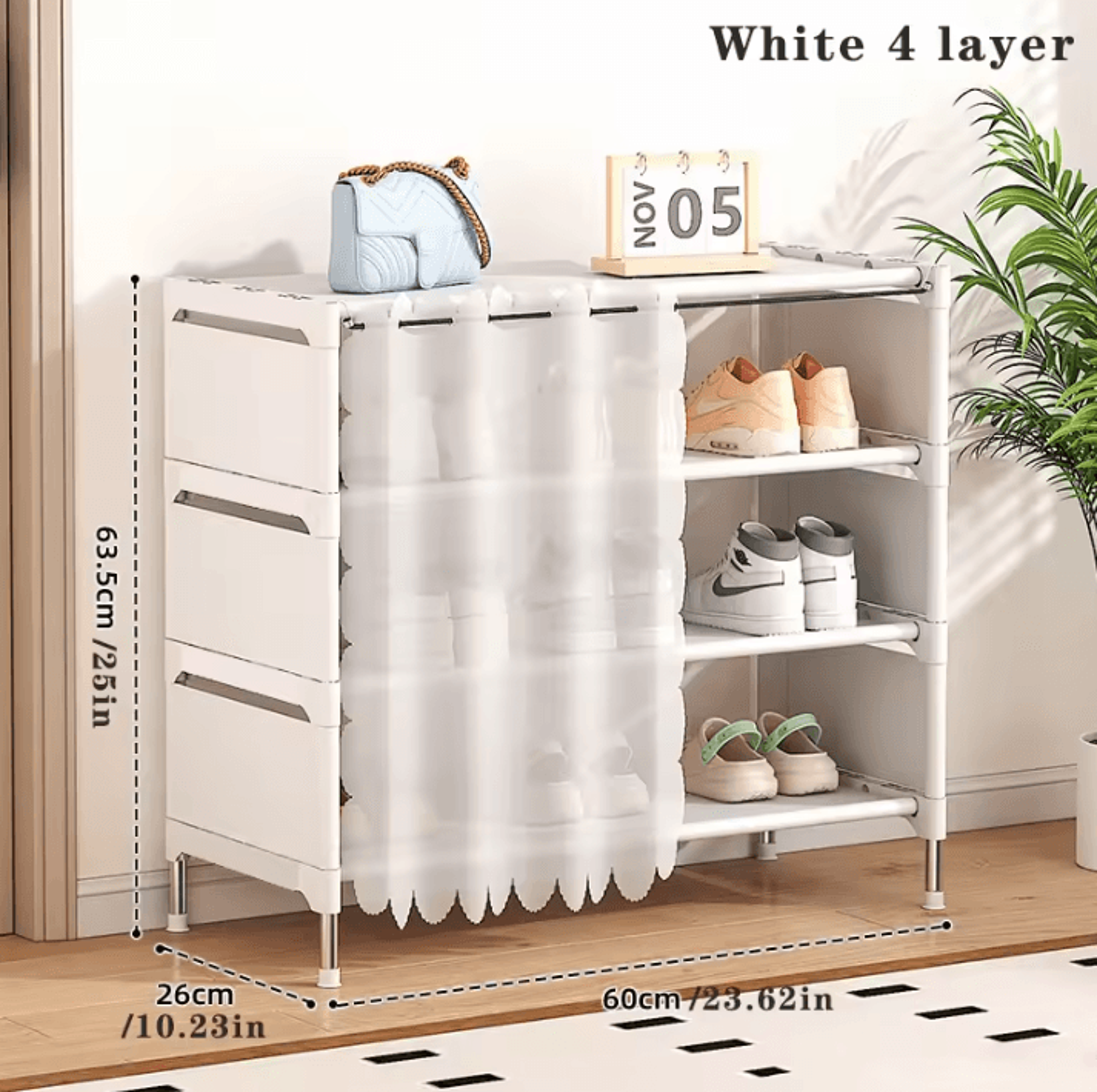 multi-layer household shoe rack – simple storage shelf for wall and door areas