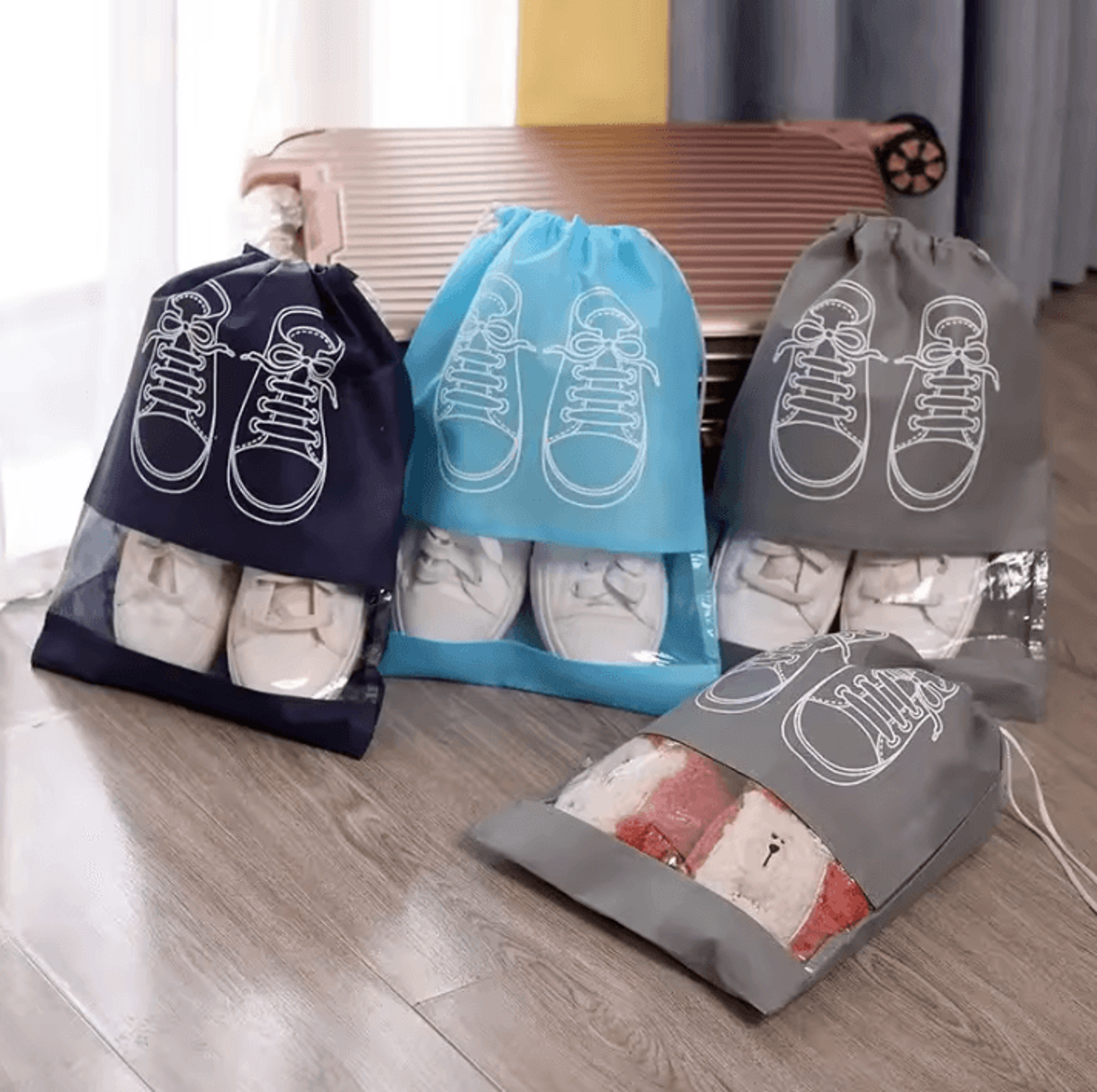5-piece travel shoe storage bag set – waterproof moistureproof luggage shoe organizers