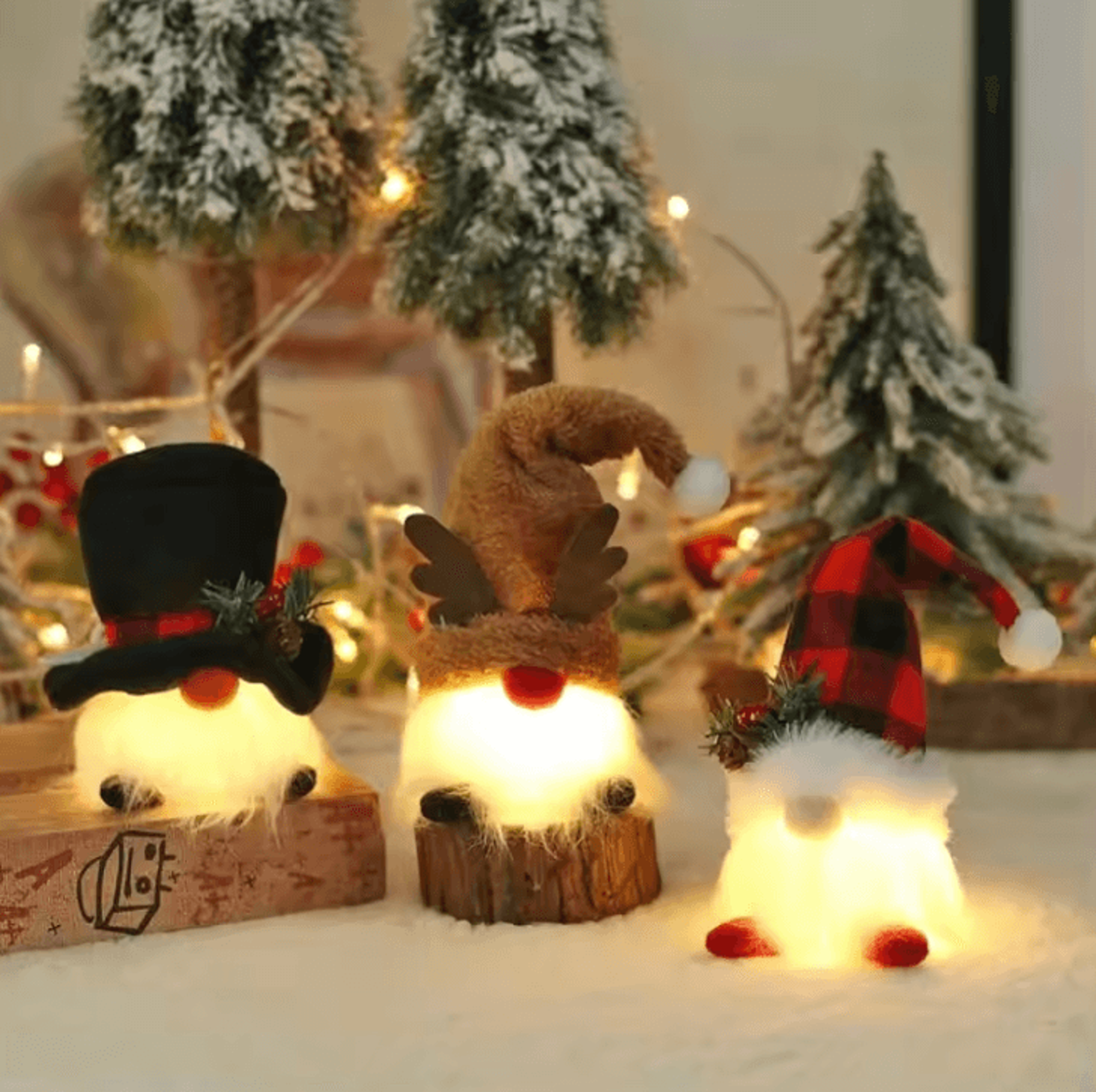 christmas led ornament – santa gnome plush doll pendant for tree & holiday decoration