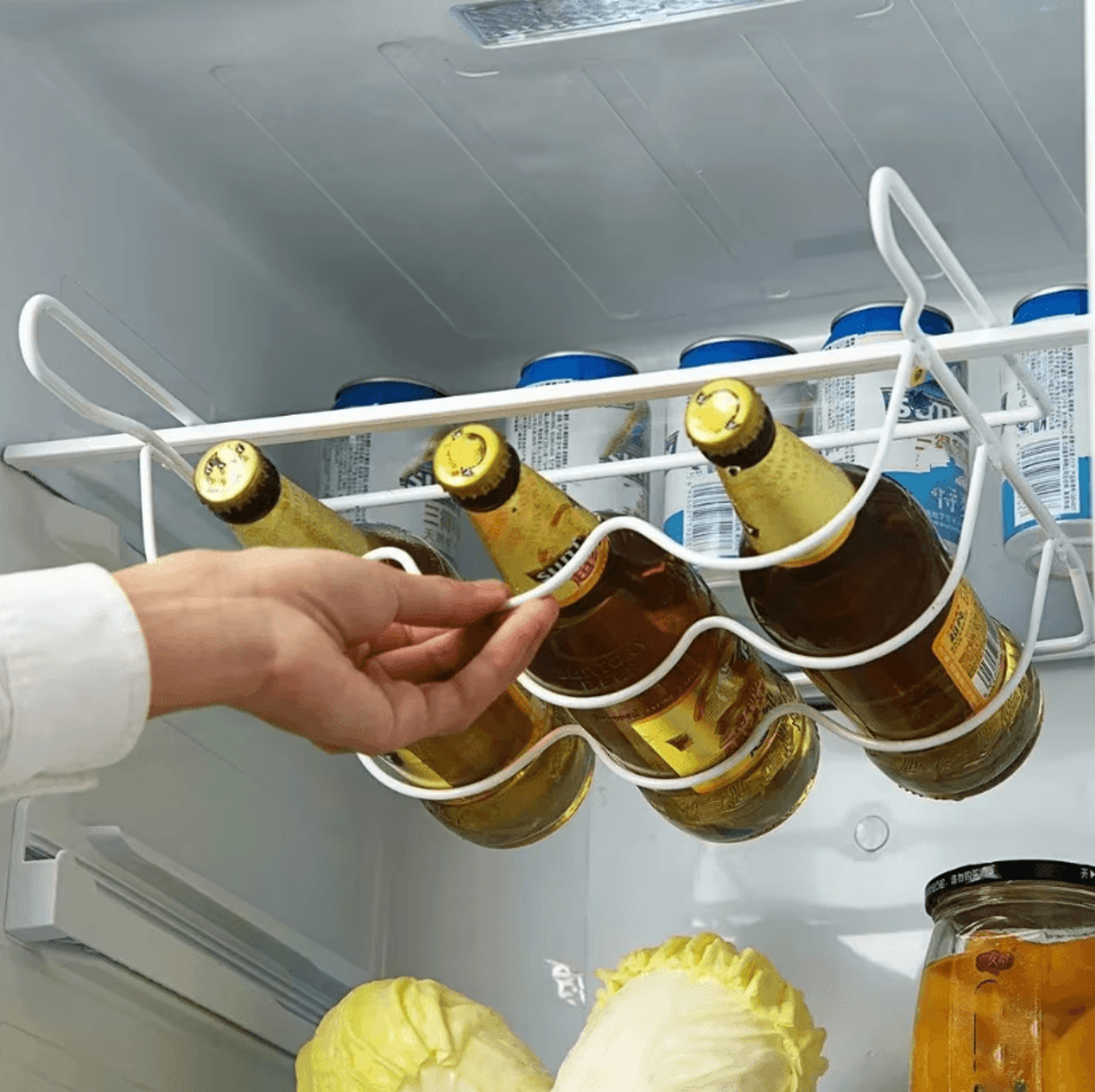 adjustable refrigerator organizer rack – kitchen storage shelf & bottle holder rack