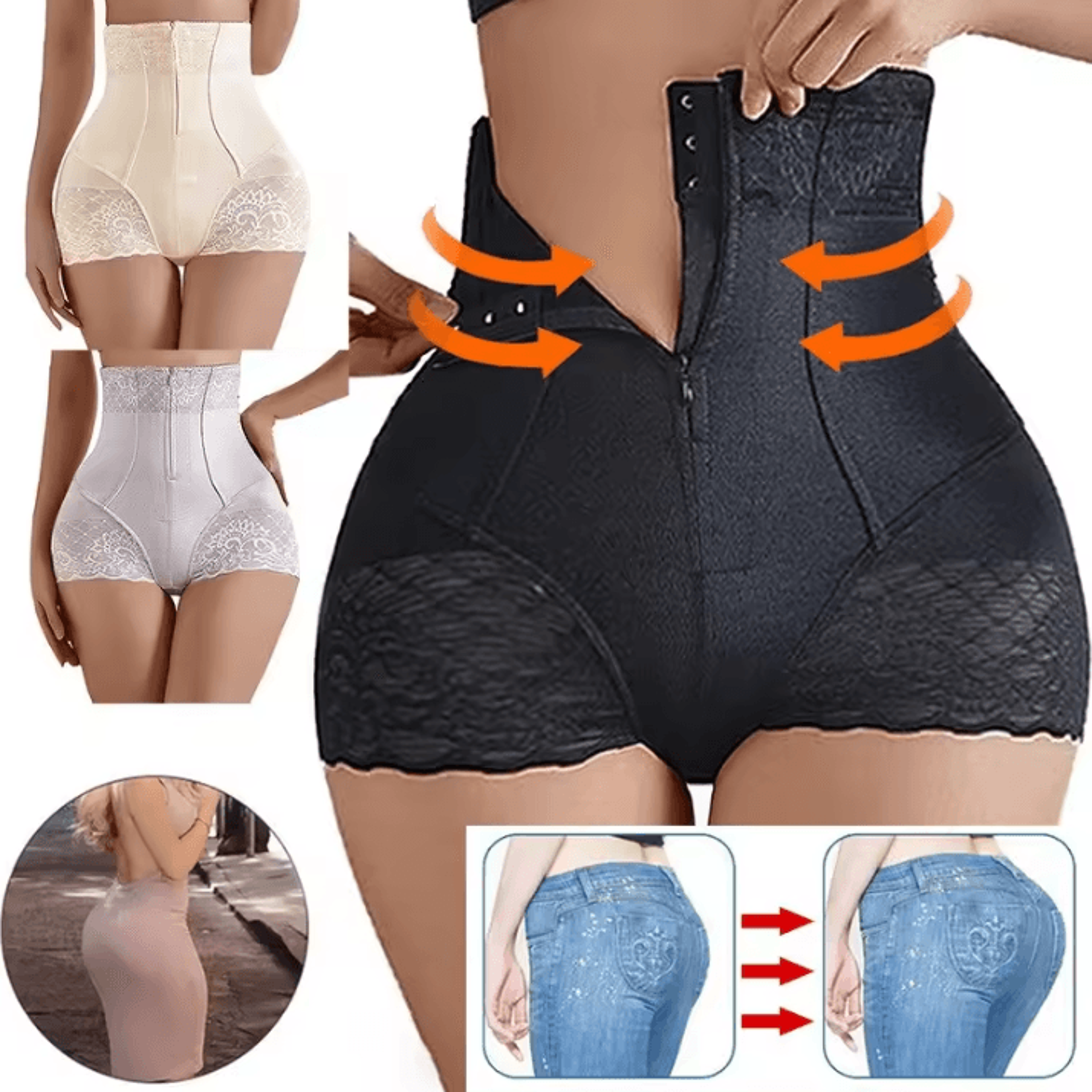 high waist tummy control panties – zipper seamless body shaper pants for women, postpartum support