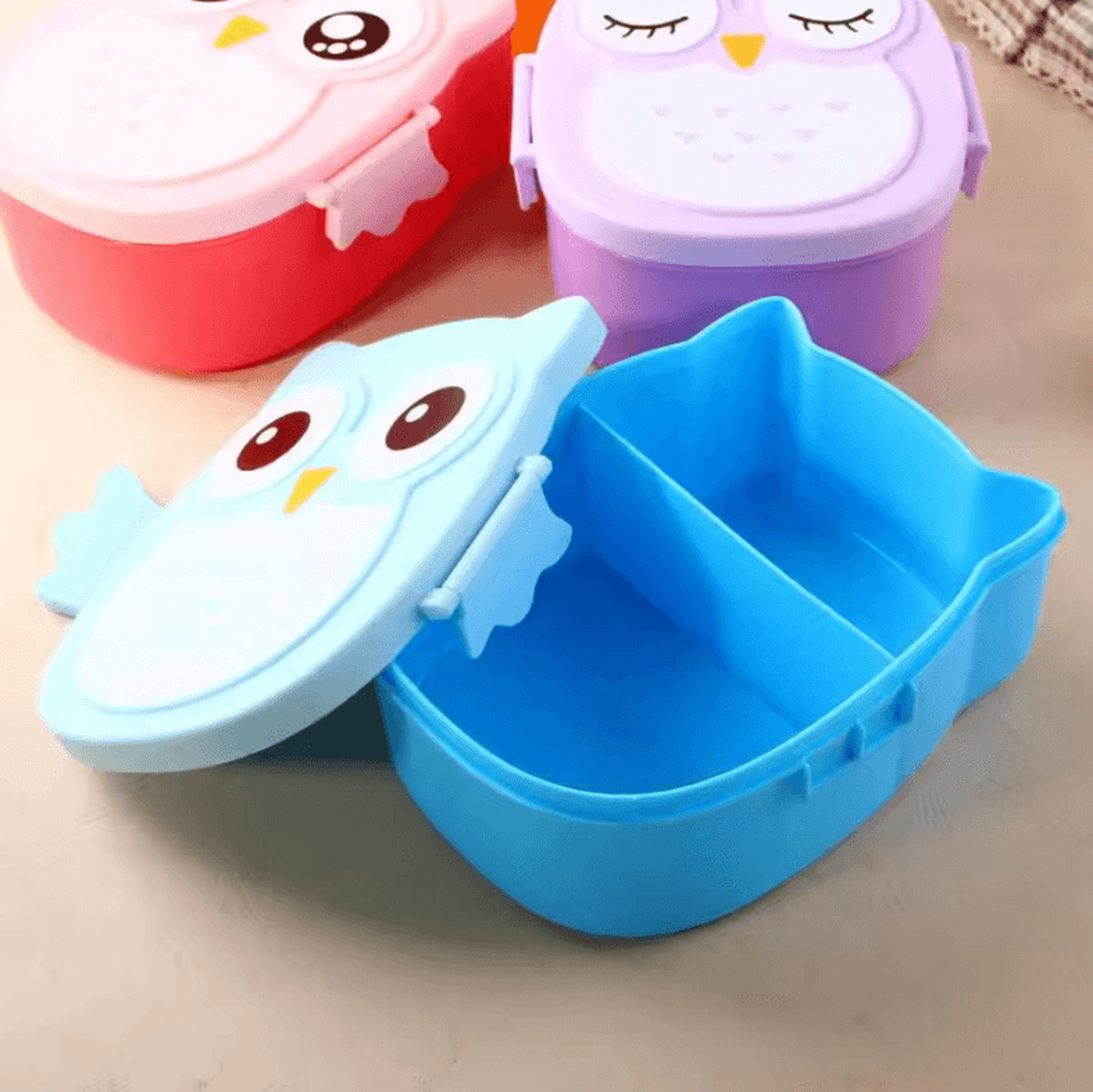 portable plastic bento lunch box – food container with cutlery for kids, students & daily meals