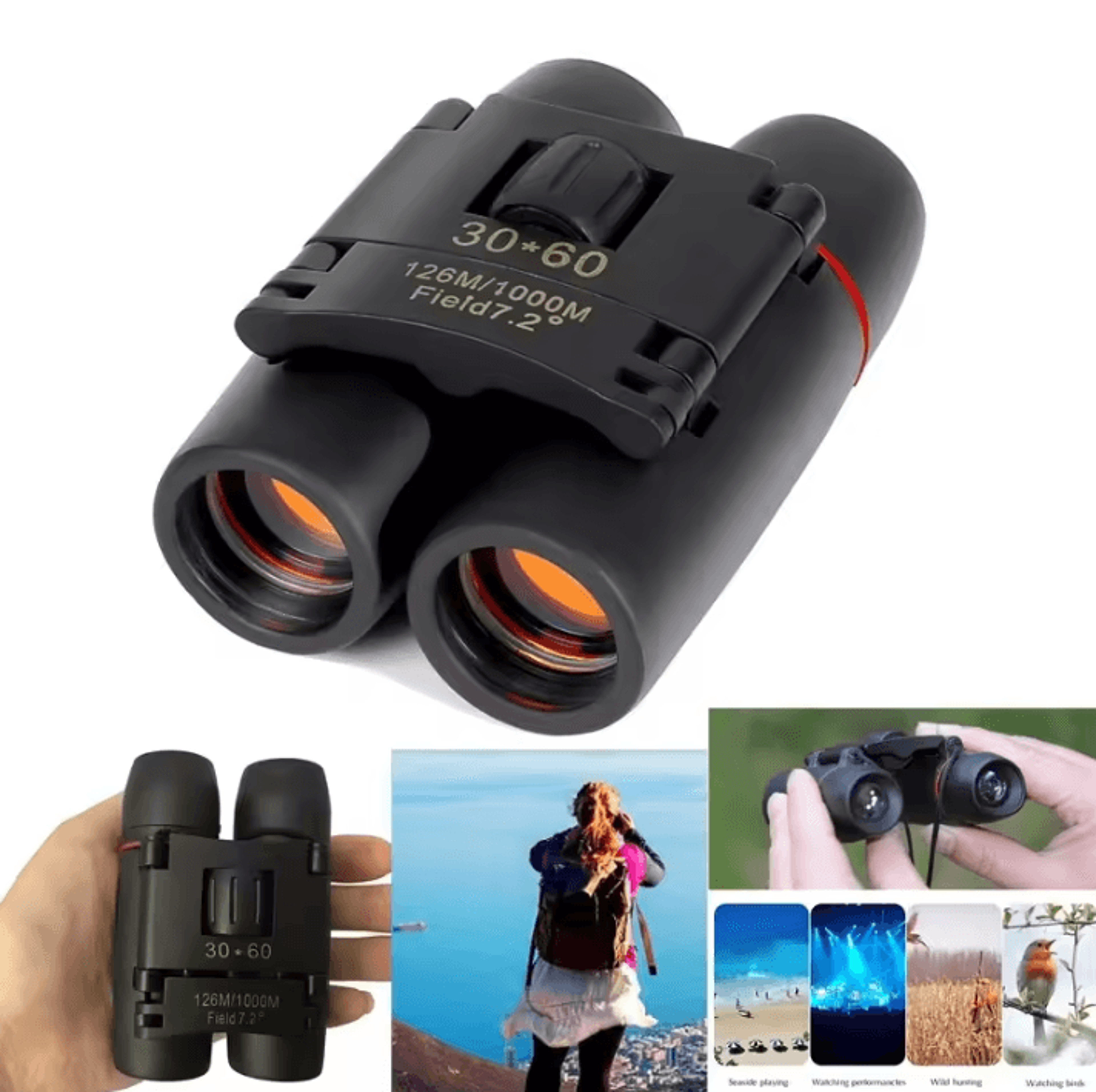 30 by 60 high power hd outdoor telescope binoculars – night vision portable travel optics