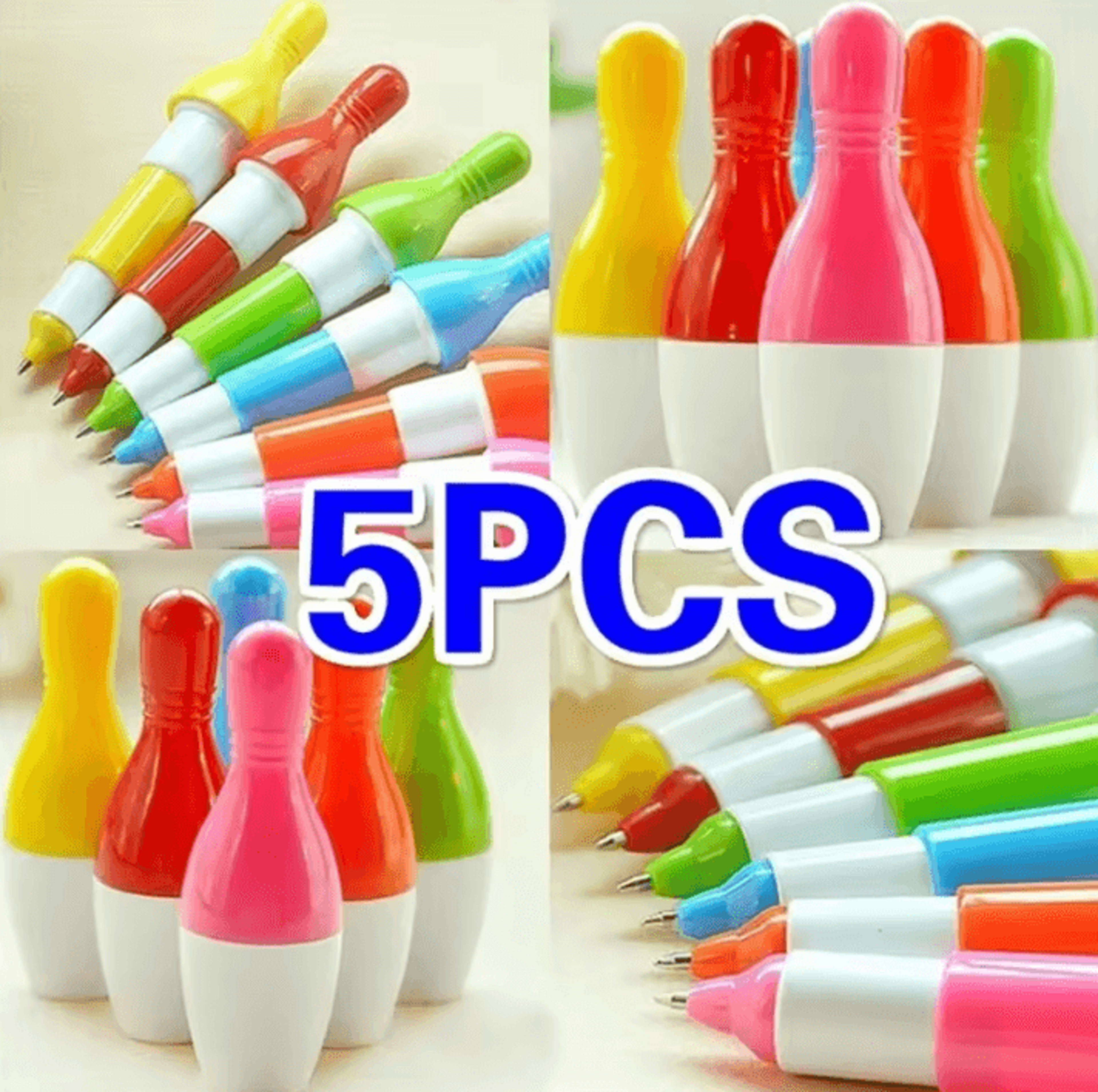 5-piece creative ballpoint pen set – fun bowling simulation school stationery