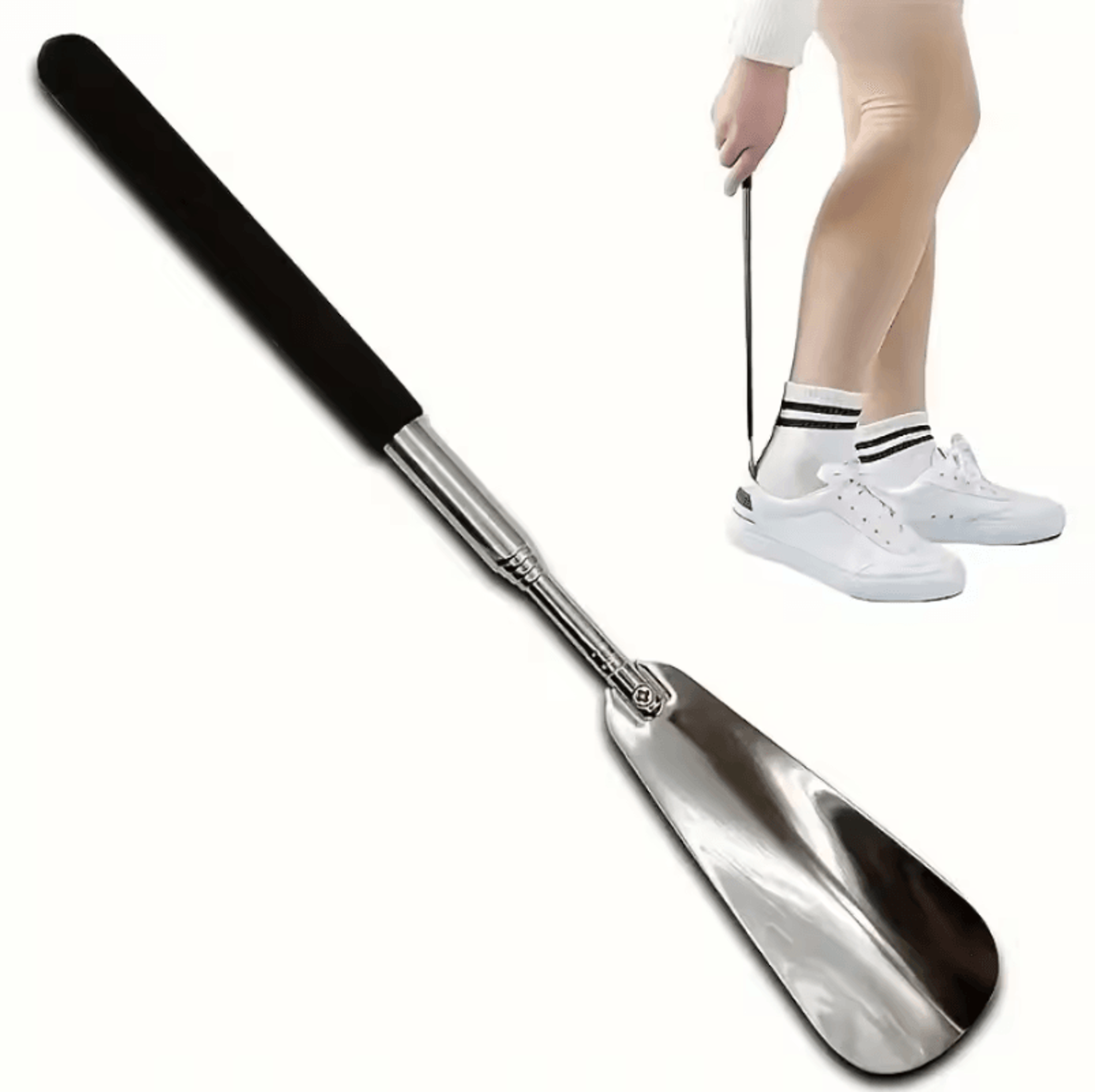 adjustable extendable shoe horn – telescopic long handle shoe helper for men & women