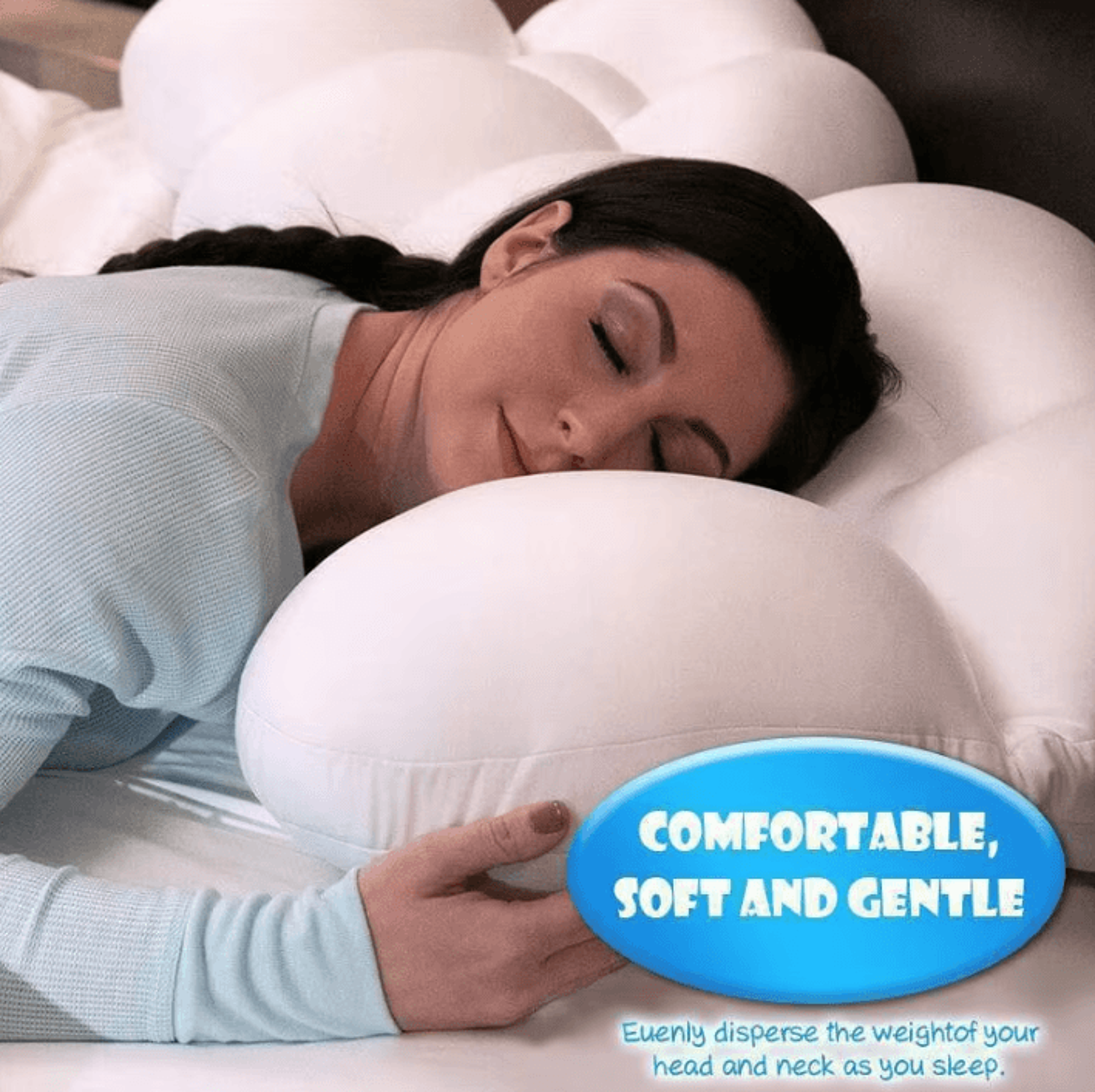 ergonomic egg shaped cloud pillow – 3d memory foam bed & nursing support cushion (15.75 by 9.84 by 3.94 inches)