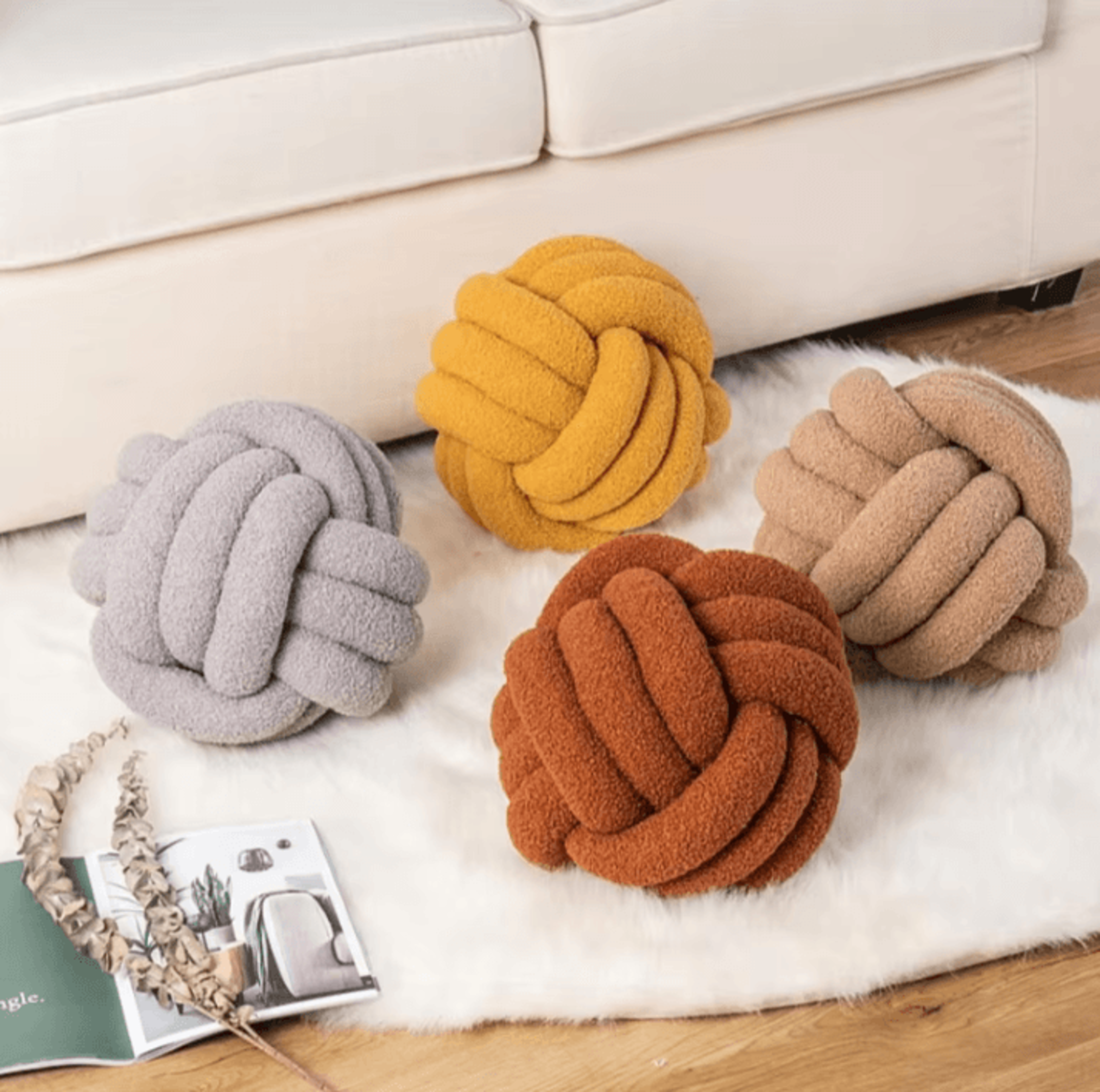 knotease aesthetic knot globe cushion – soft nordic decorative pillow for sofa & home
