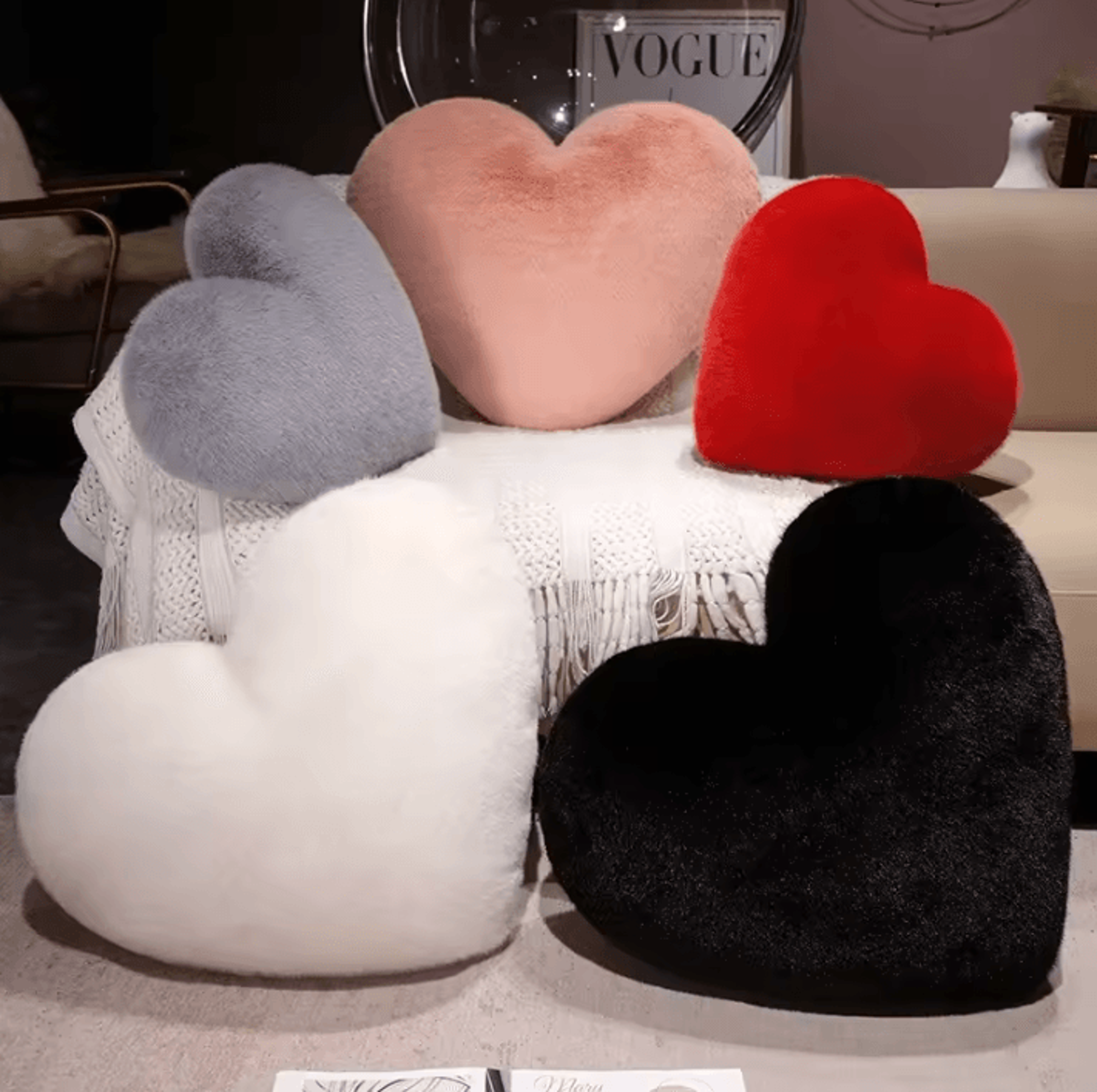 heartfur nordic heart-shaped cushion – soft solid color throw pillow for sofa & bed