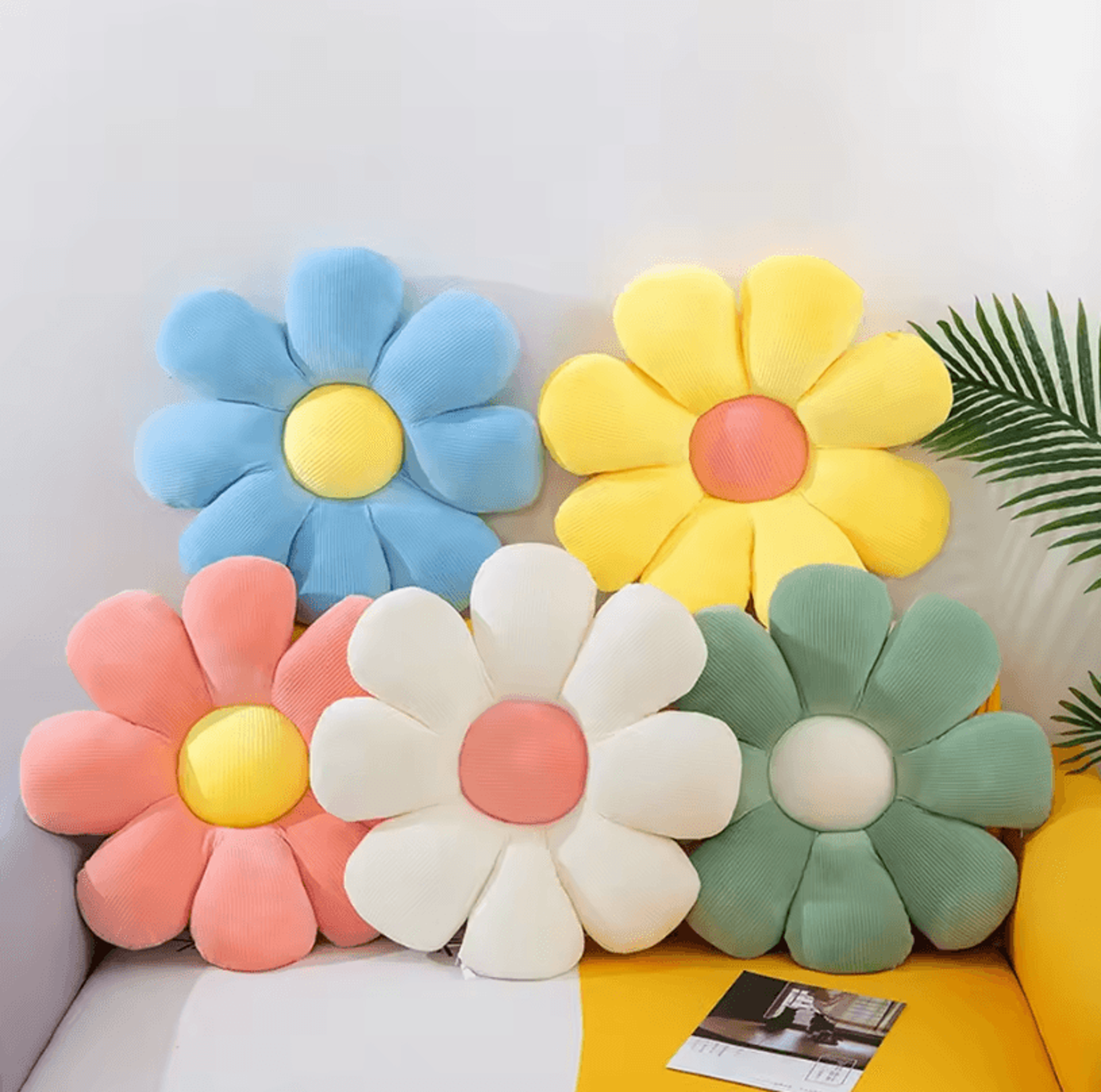 blossomjoy plush flower cushion pillow – 15.7 in pink daisy seat pillow for kids bedroom & bay window decor