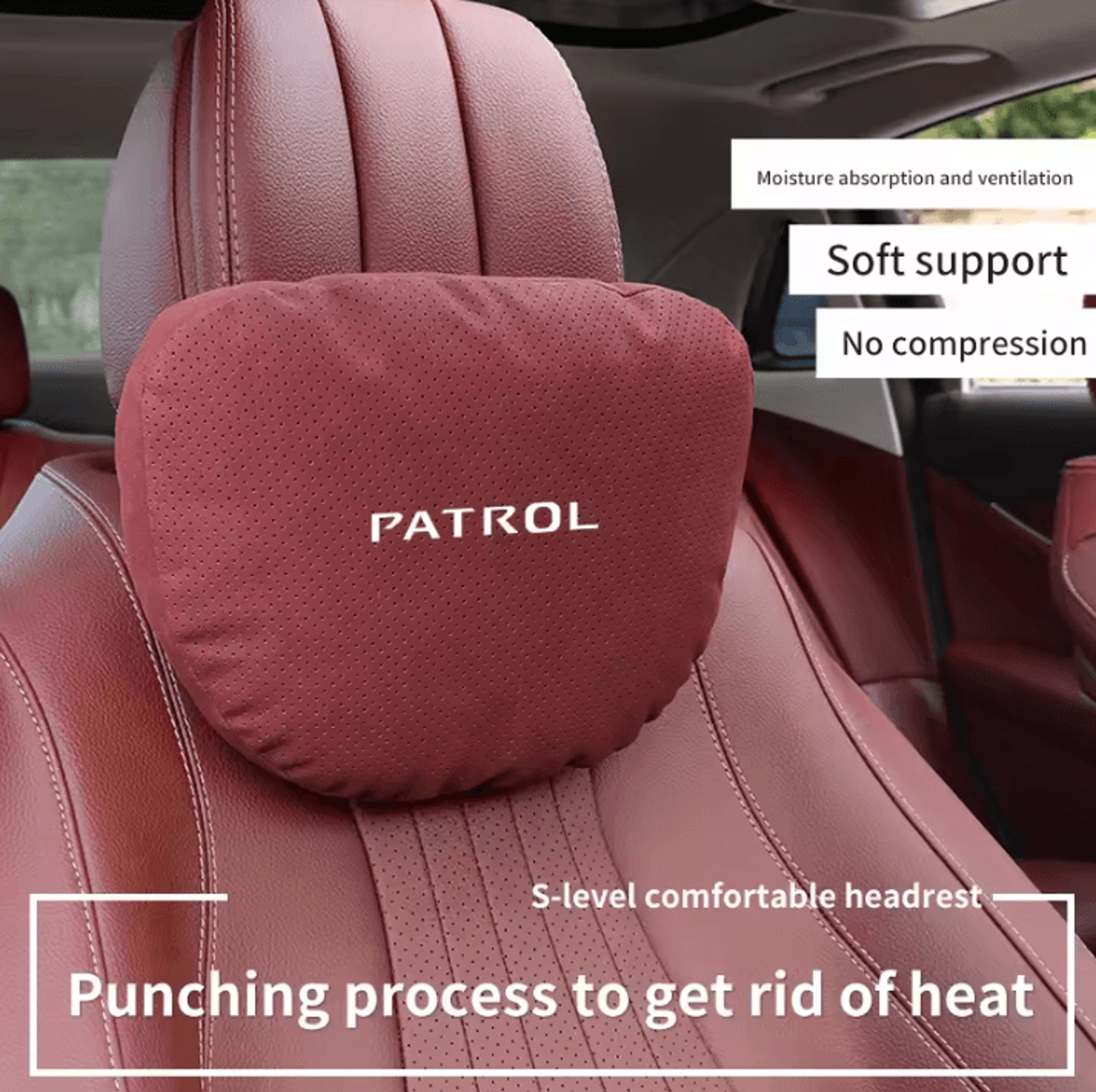 patrolcomfort 5-color car headrest & lumbar pillow – soft neck & waist support cushion for nissan patrol interior
