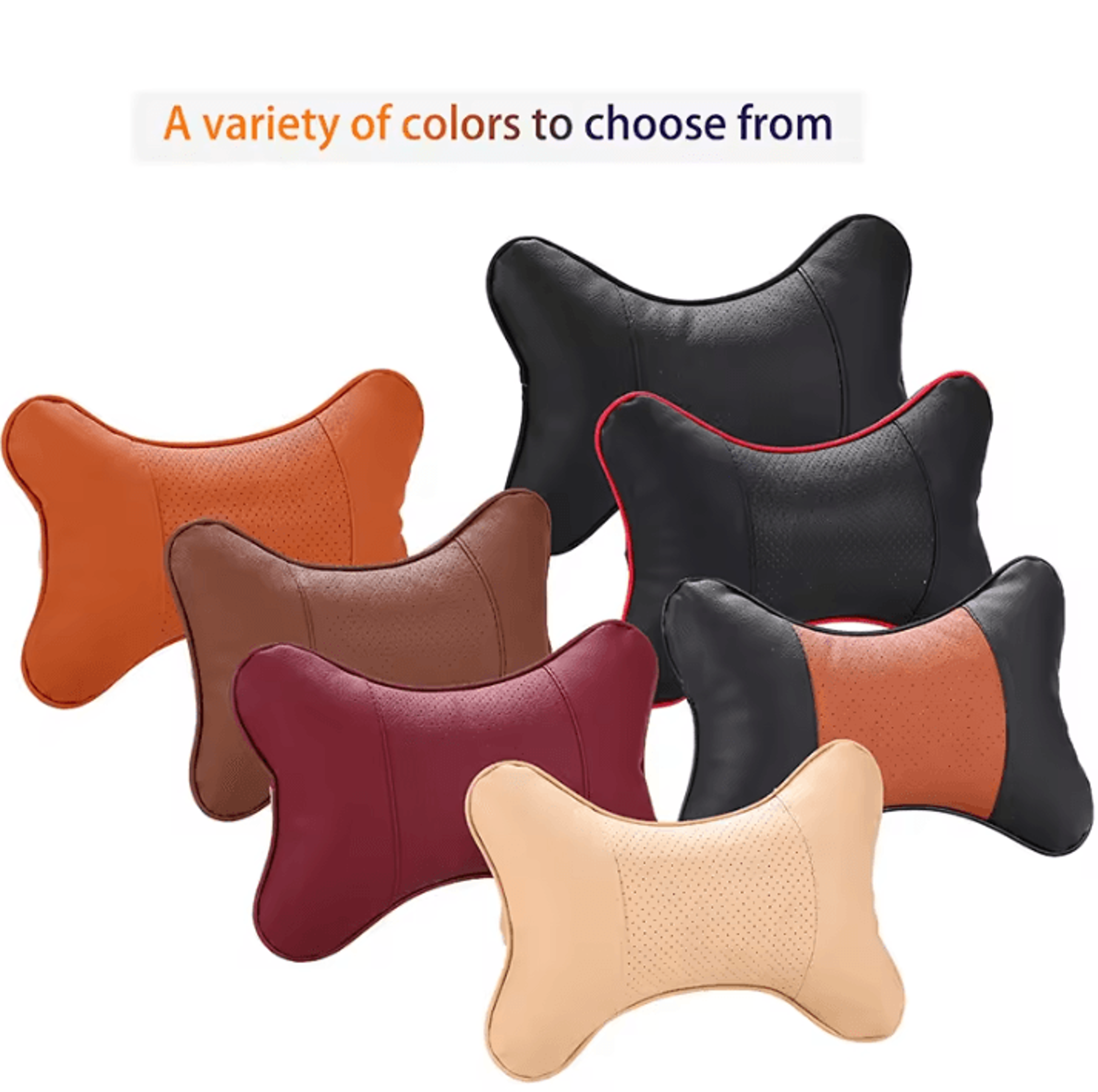 roadshield pu leather car neck pillow – universal headrest & backrest support cushion