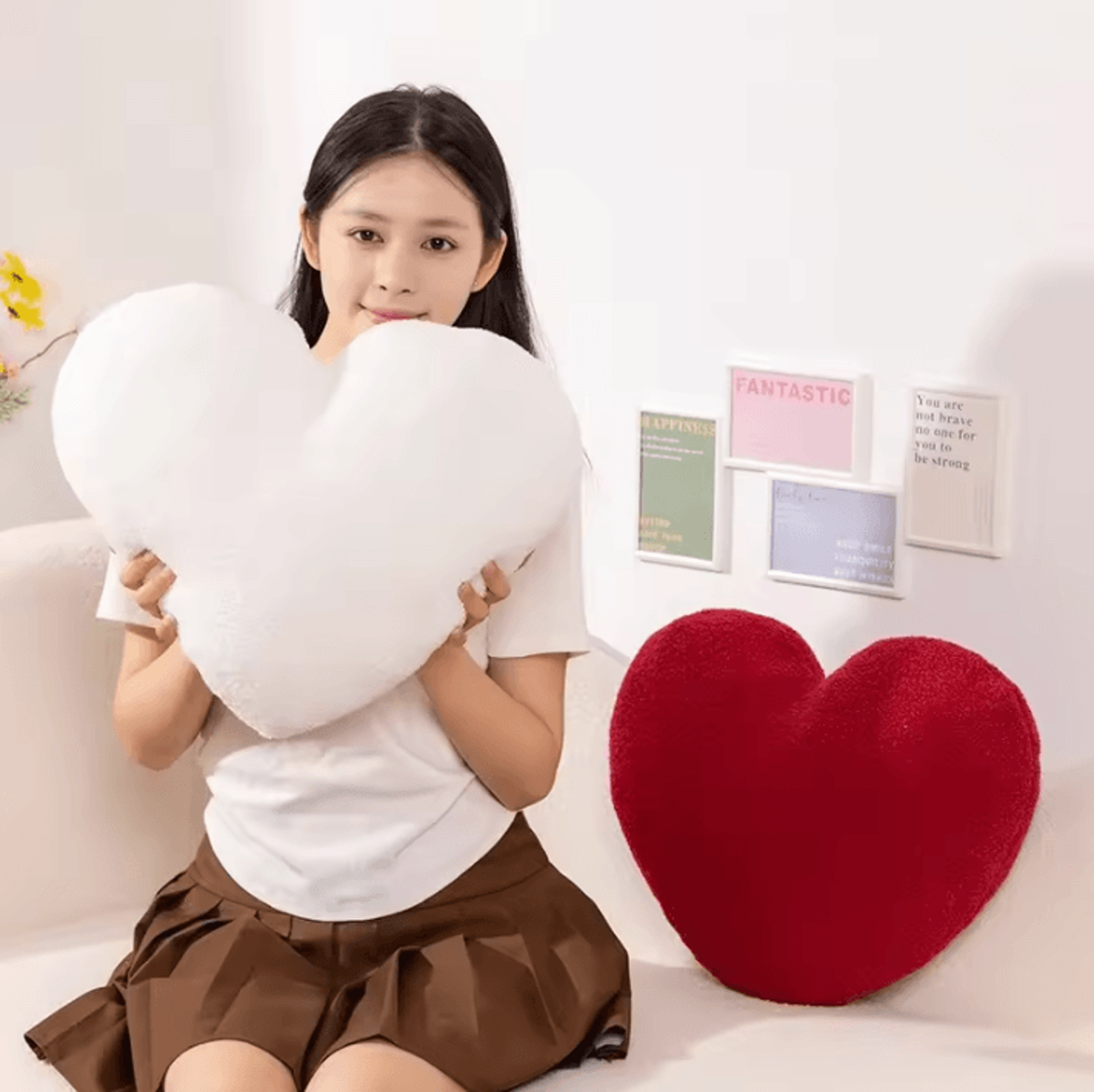 heartbeat plush red heart throw pillow – cute cartoon stuffed cushion for home decor & gifts