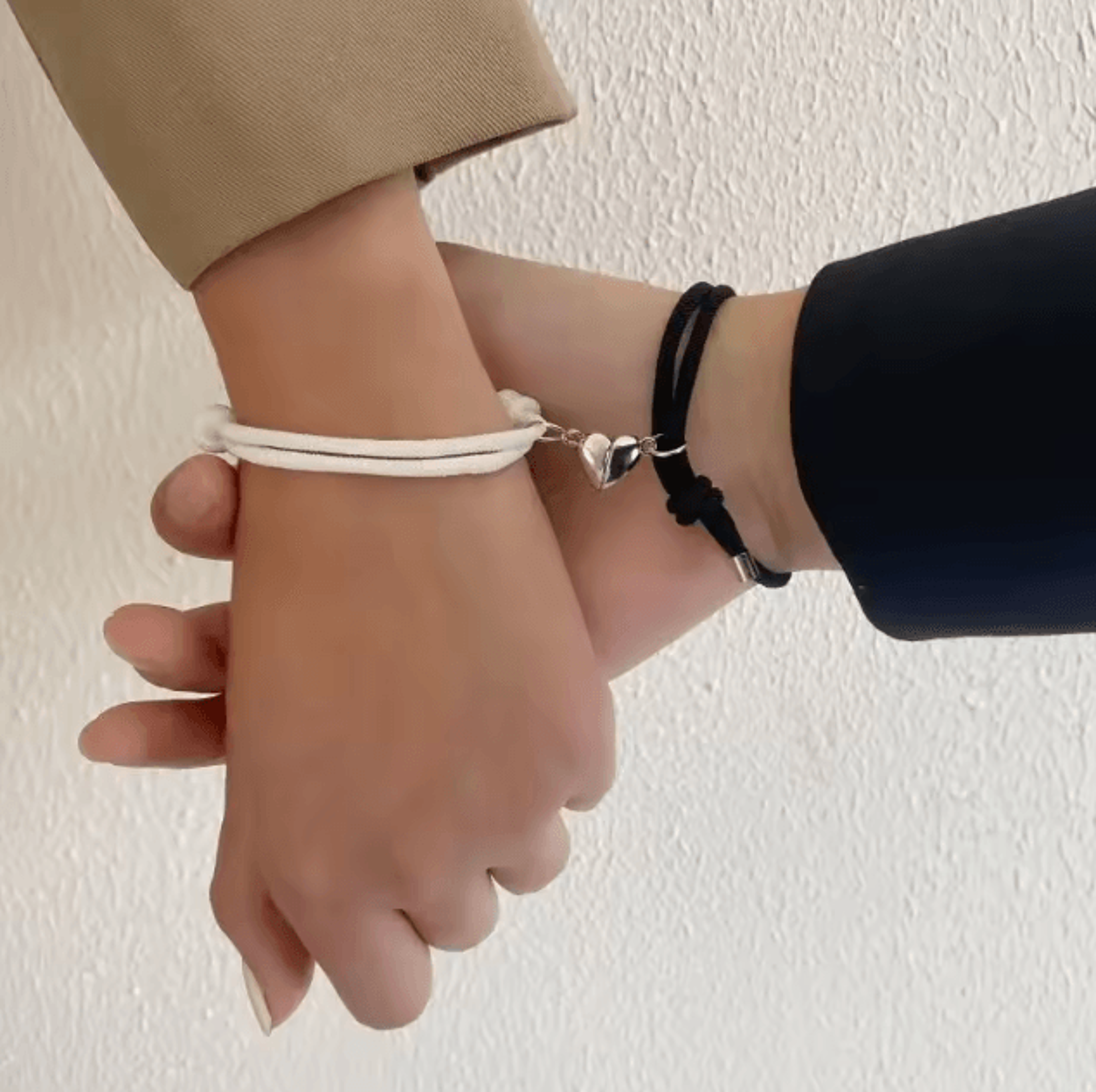 lats magnetic couple bracelet set – 2-piece black & white hand rope matching bracelets for friends, couples & travel