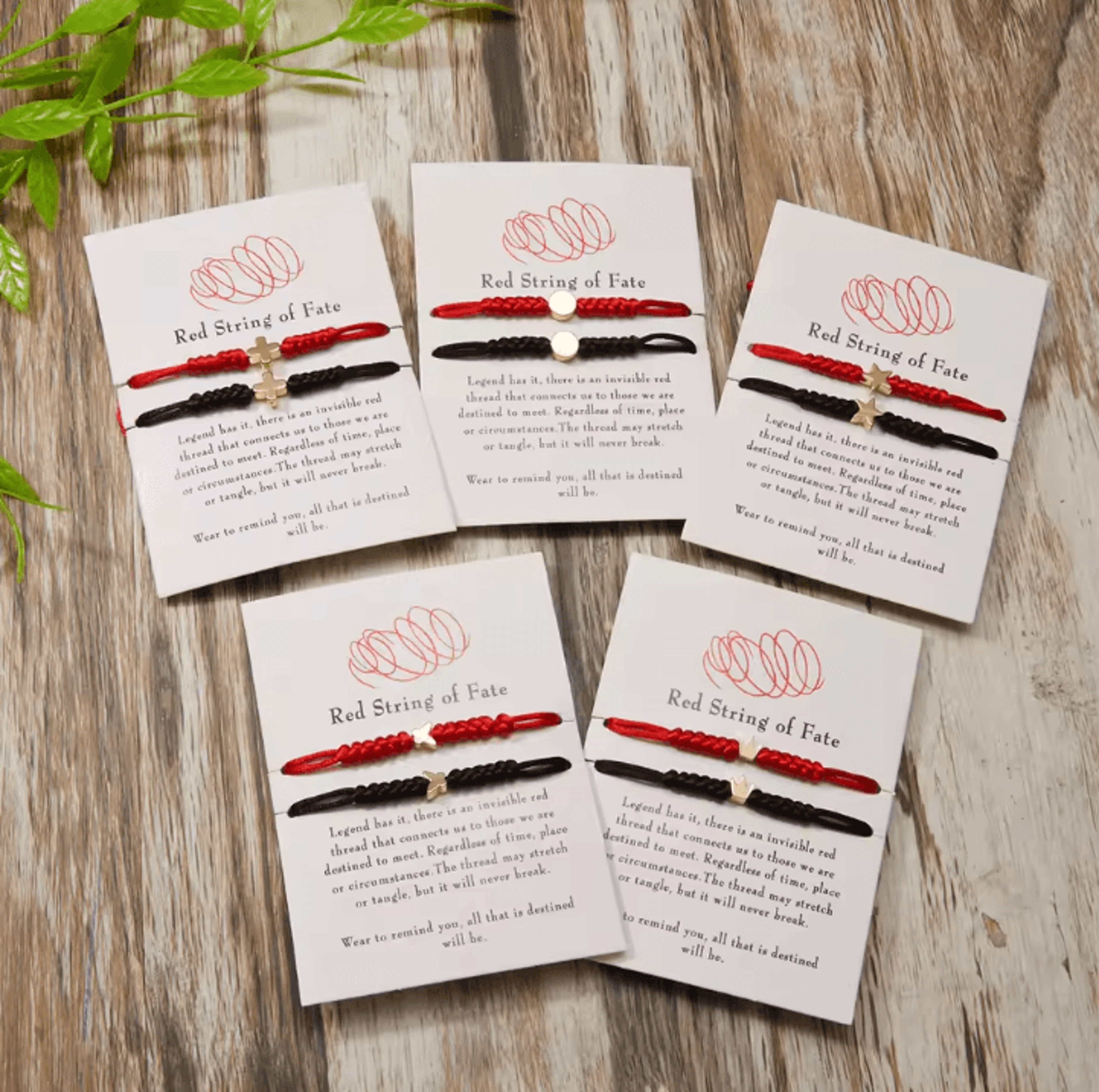 fatebond handmade red string bracelets – braided couples set for luck, protection & connection