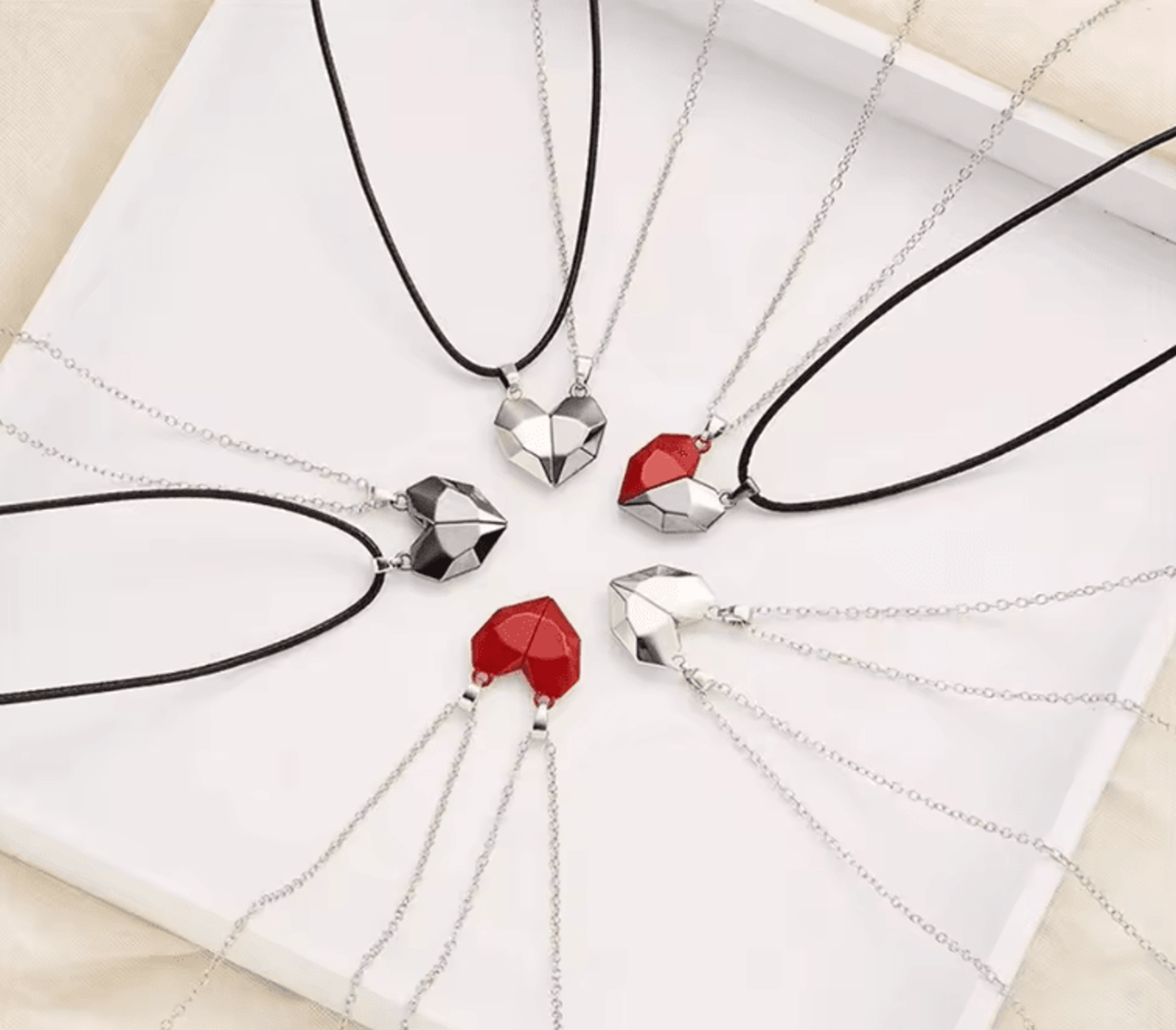 eternalbond 2-piece magnetic heart couple necklace – silver love pendant set for valentines & special occasions