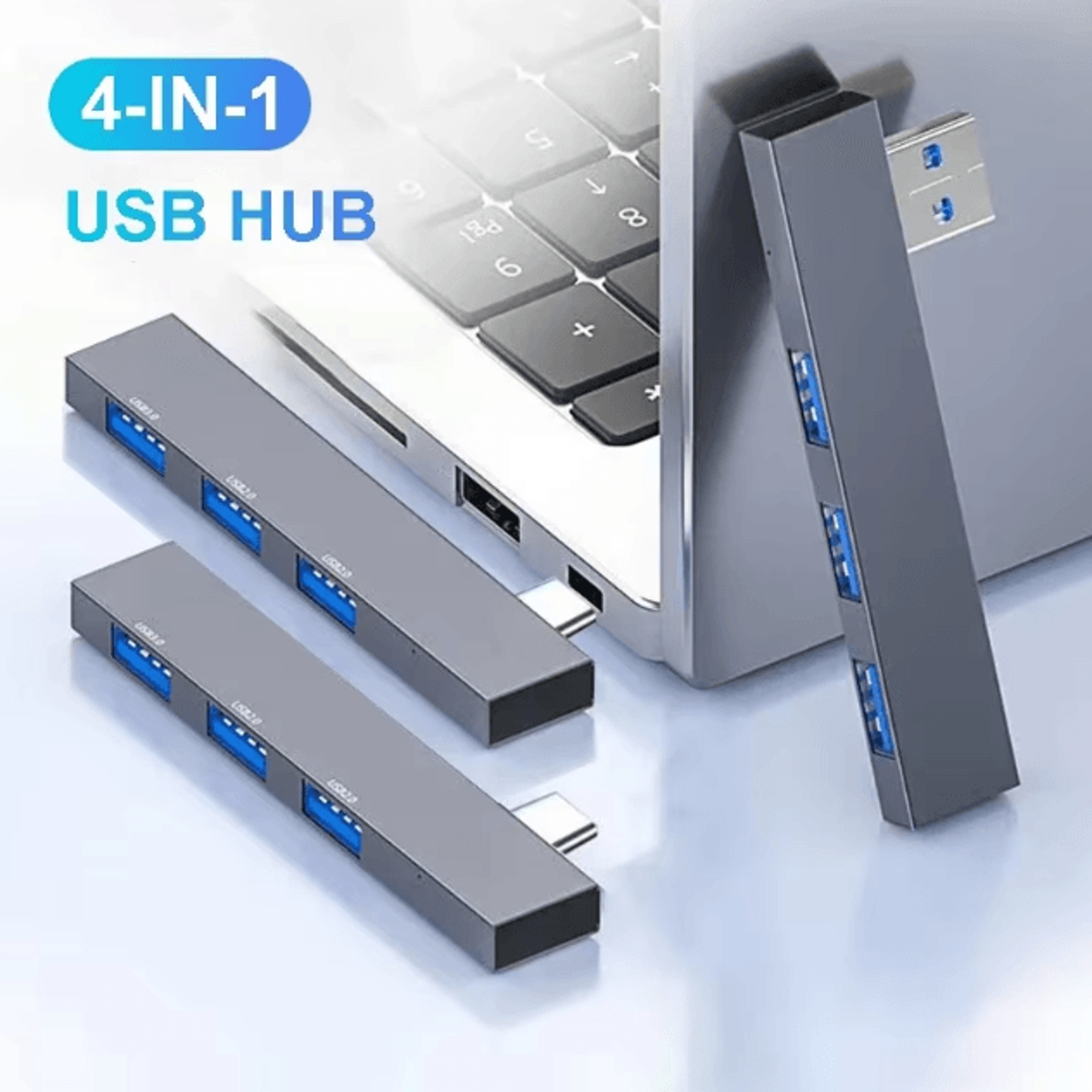 flexiconnect usb-c 3.0 4-port hub – multi-splitter otg adapter for type-c laptops & pcs