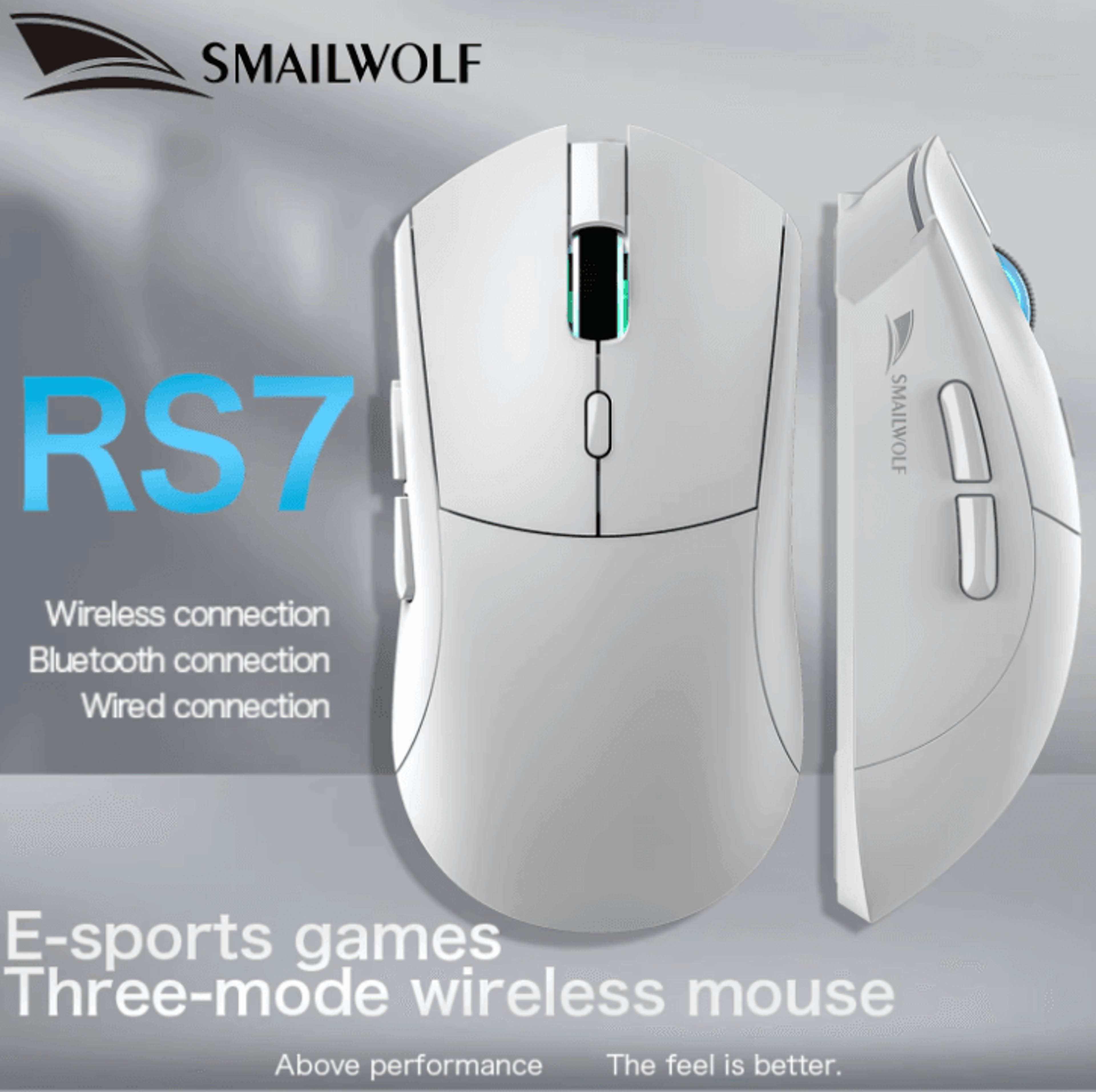 smailwolf rs7 – bluetooth wireless gaming mouse (paw3311, 20,000 dpi, macro driver for pc & laptop)