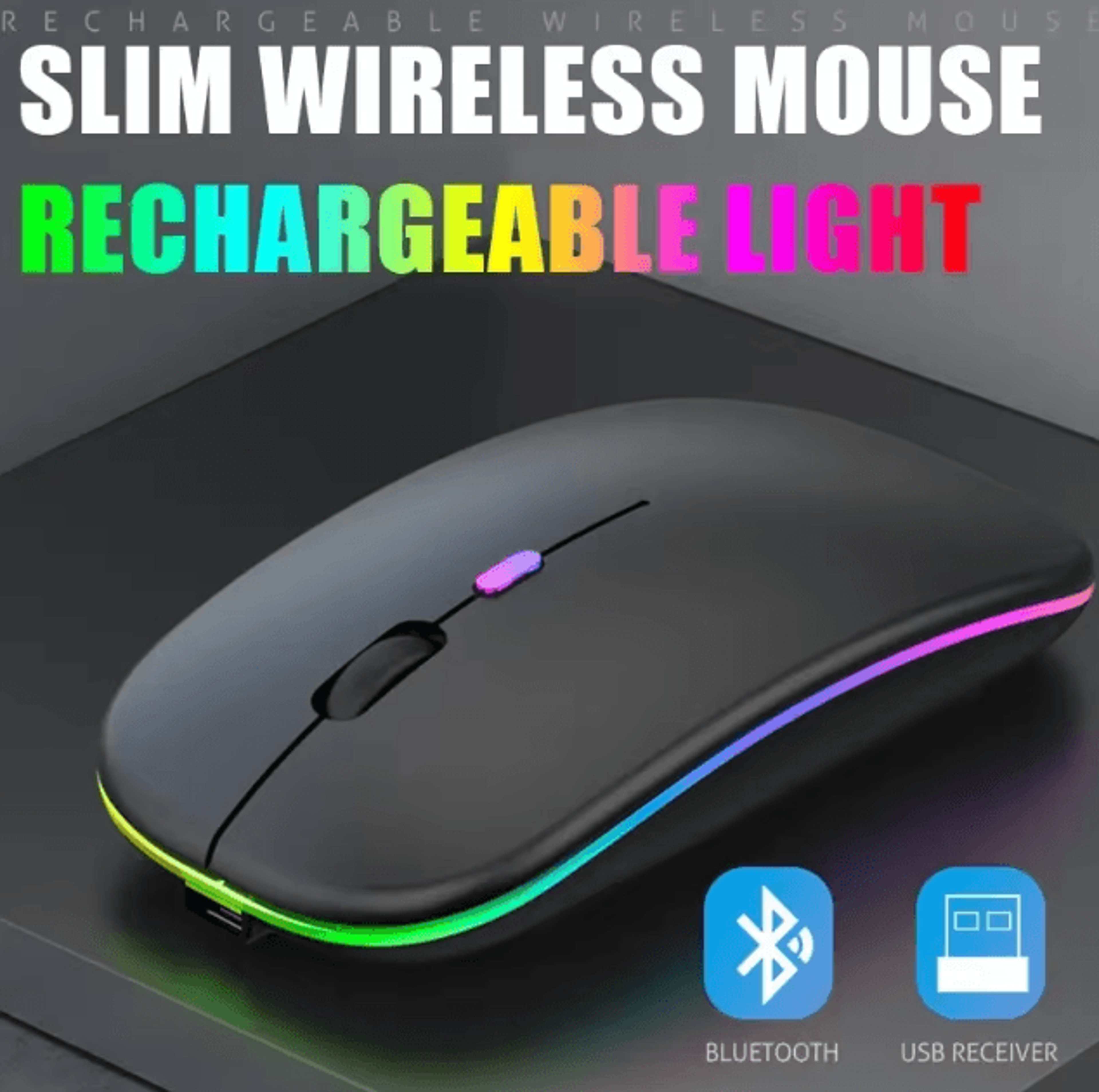 lumiwave 5.2 wireless bluetooth gaming mouse – usb charging & 2.4 ghz portable mouse