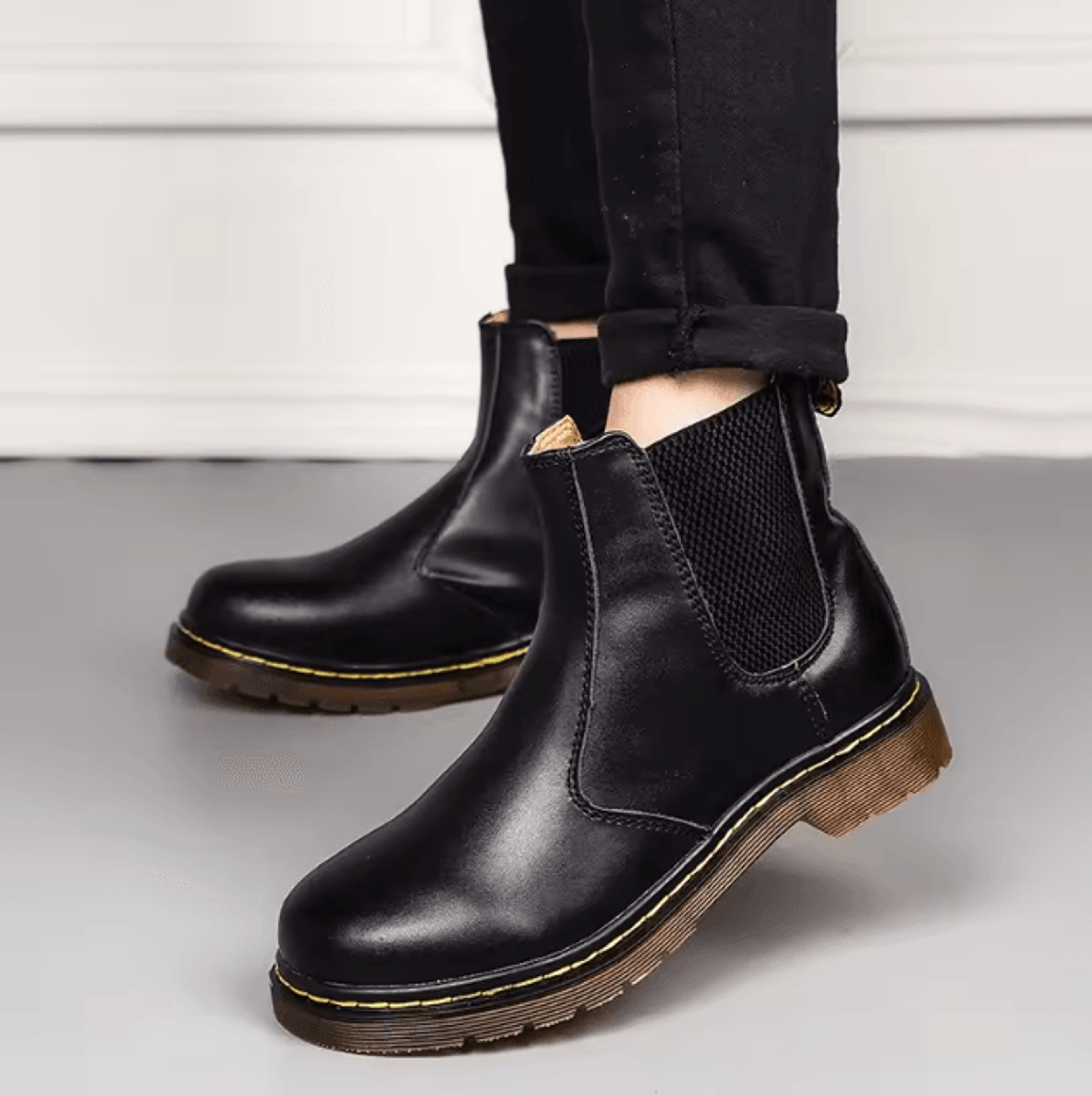 edgestride unisex leather chelsea boots – autumn breathable ankle platform shoes
