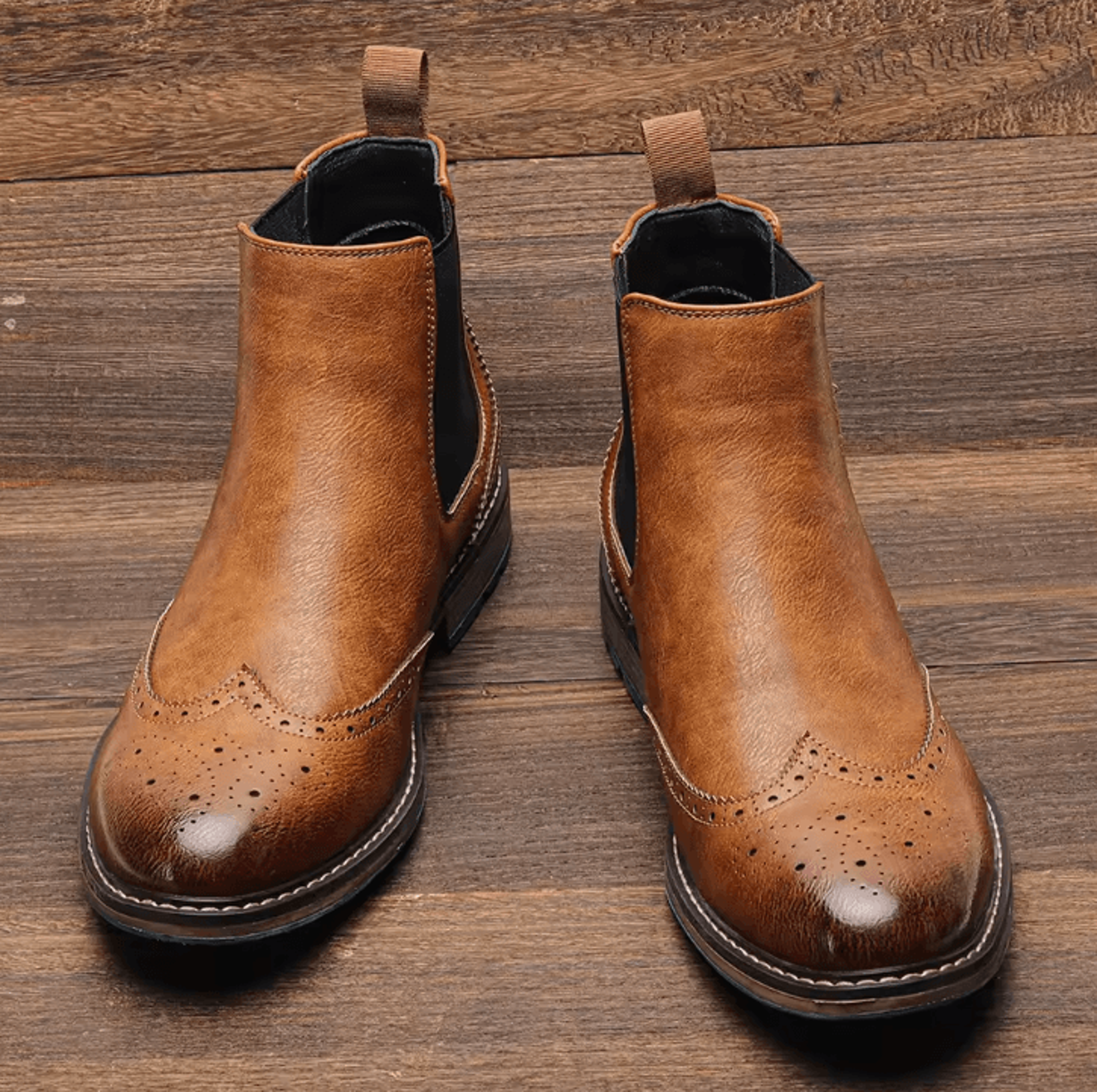 heritageelite 2025 mens brogue chelsea boots – american style leather ankle shoes