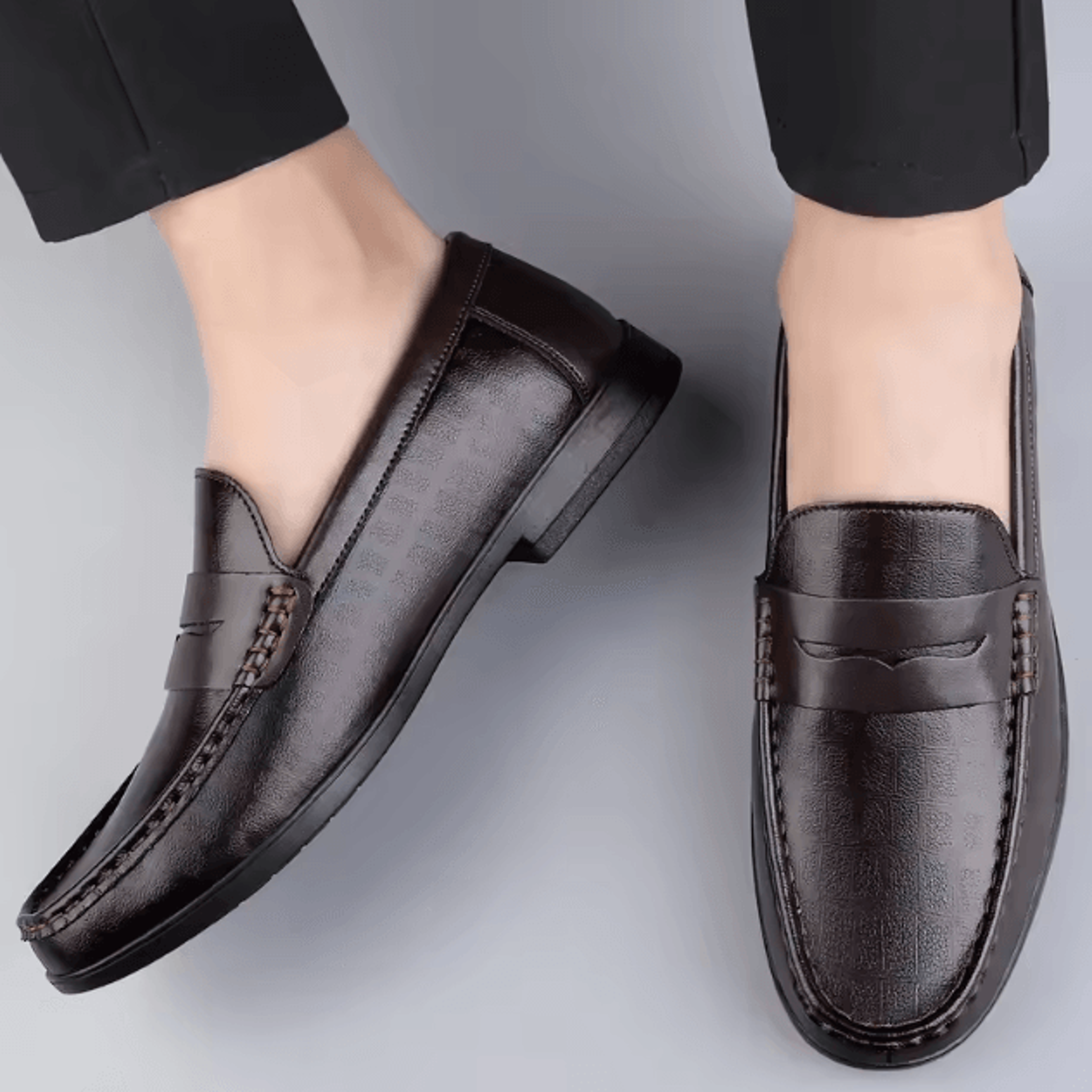 genuine leather mens casual and office formal loafers breathable driving shoes plus size