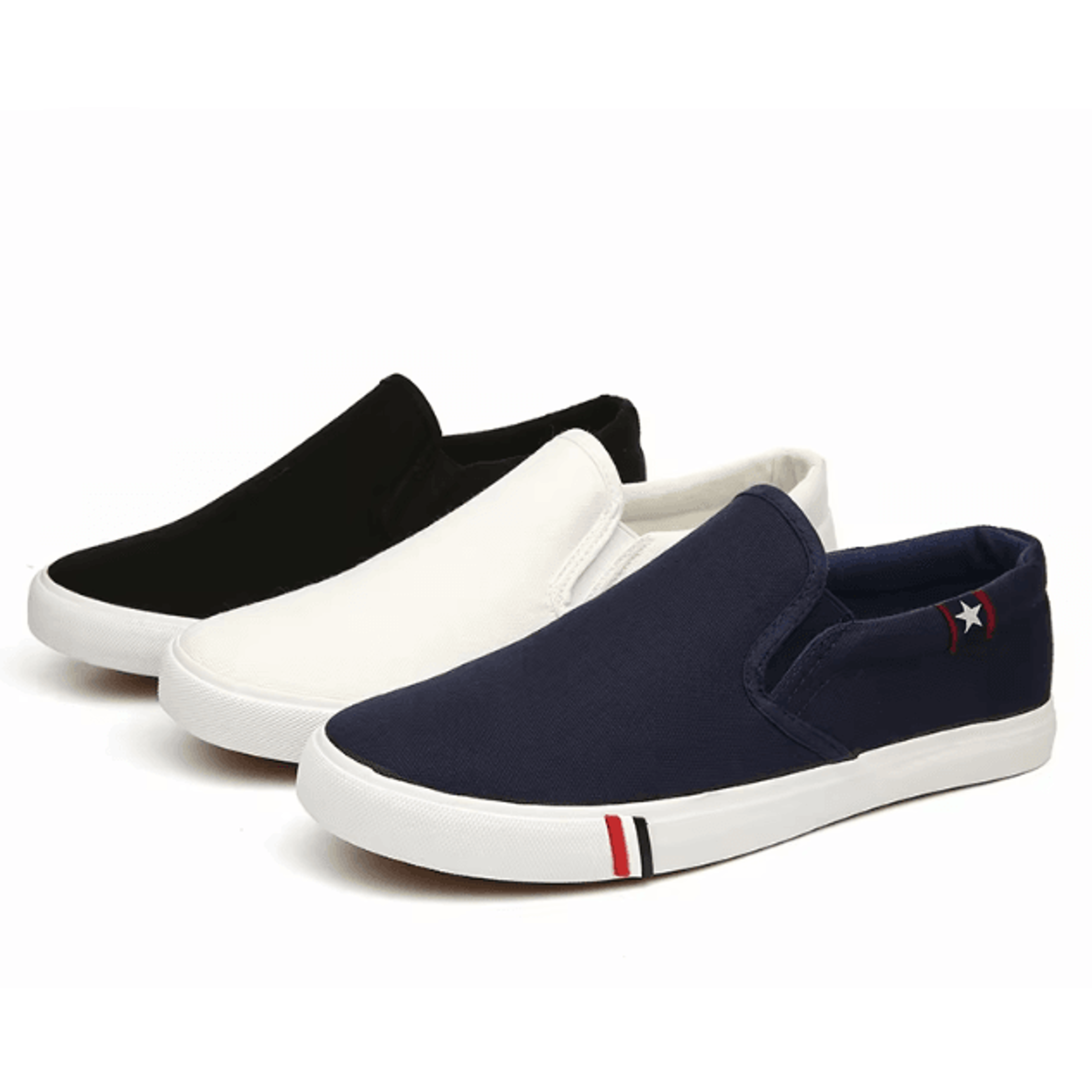 men canvas slip on casual loafers comfortable walking non slip flats