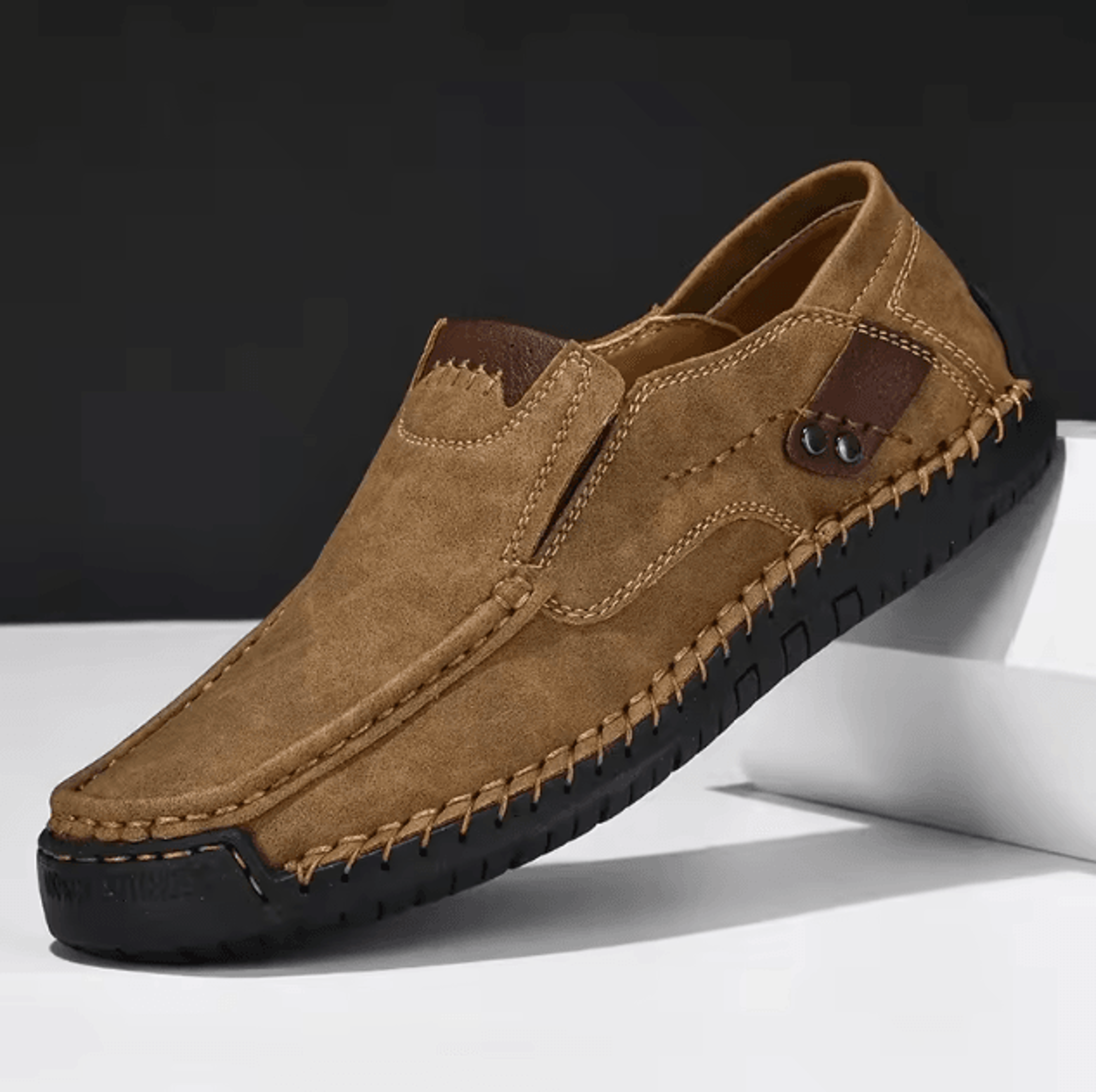 mens soft leather handmade loafers comfortable slip on casual shoes