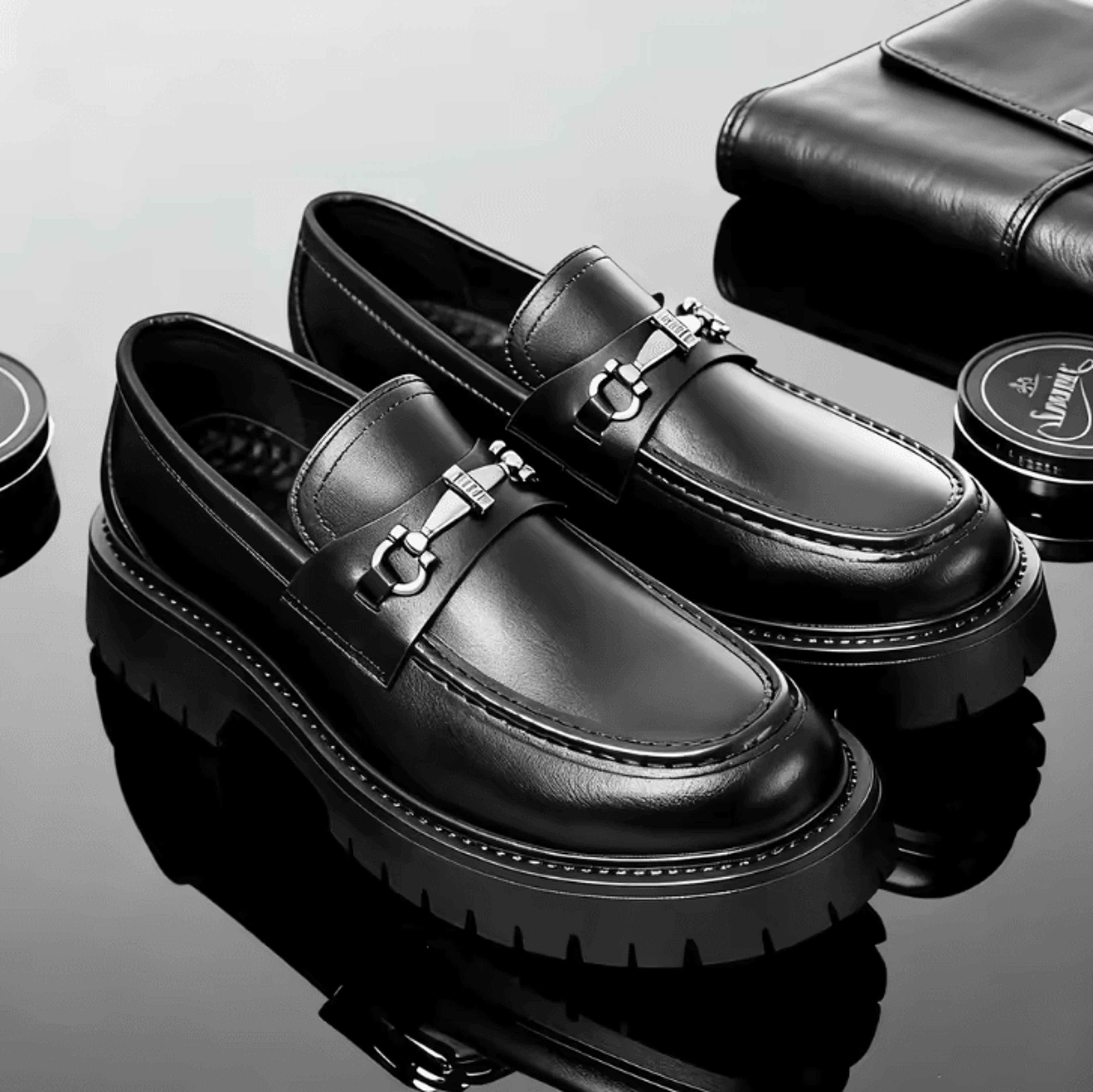 men classic thick sole penny loafers comfortable slip on business and dress shoes