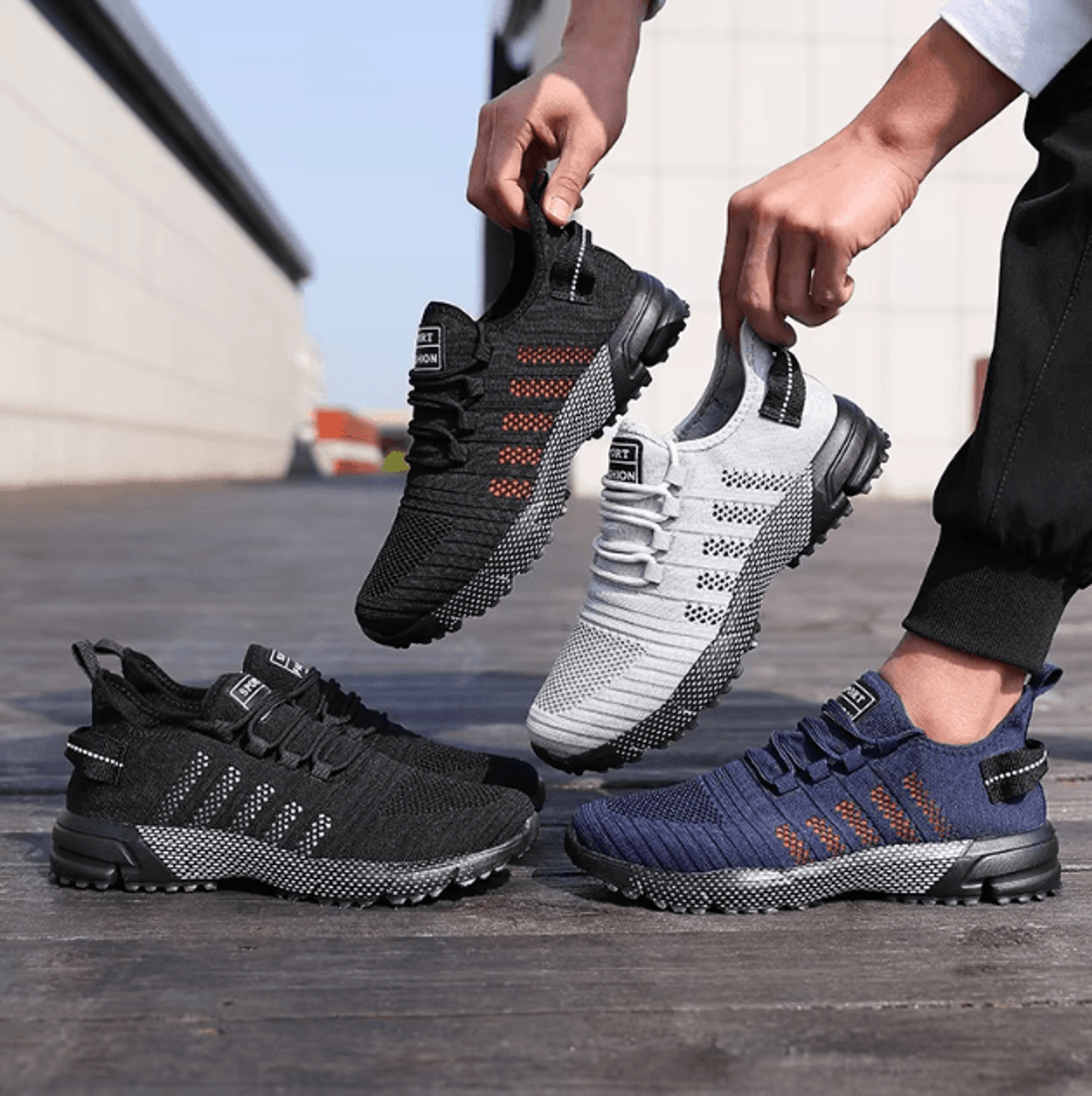 men breathable lightweight mesh casual sneakers comfortable slip on running shoes