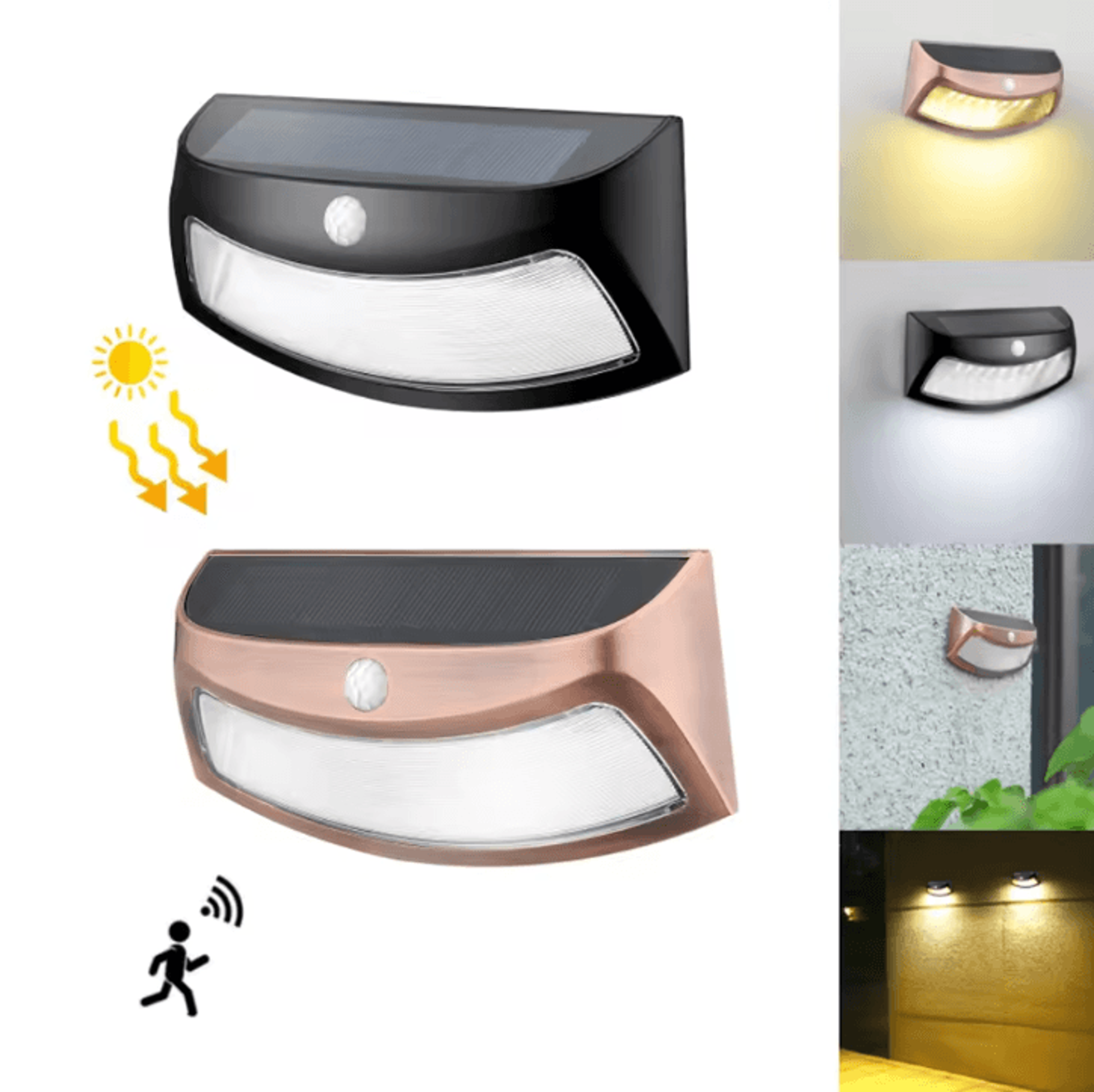 solar motion sensor outdoor wall lights waterproof pir security garden fence lamp