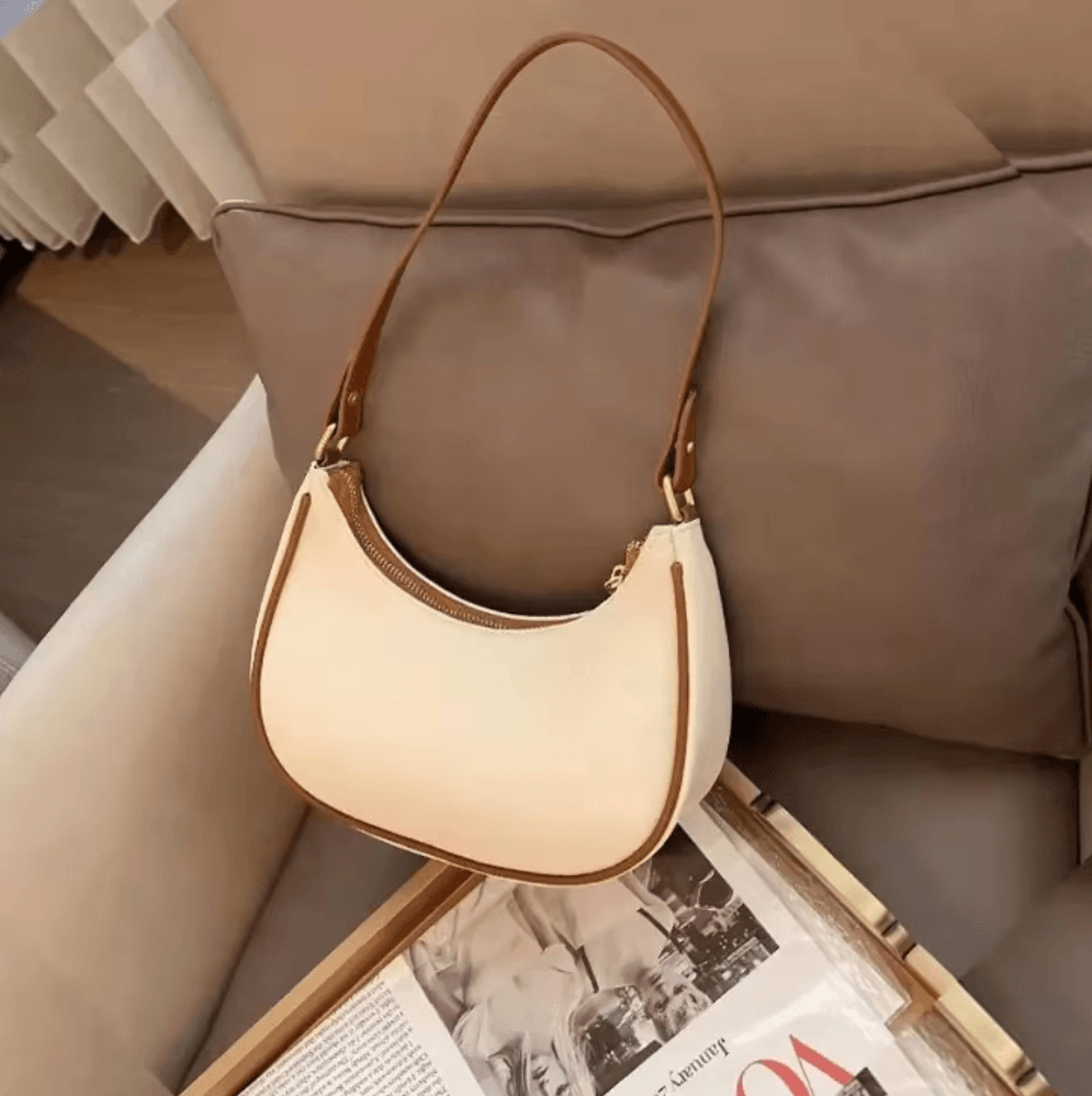 fashionable underarm womens shoulder bag soft pu leather trendy square handbag