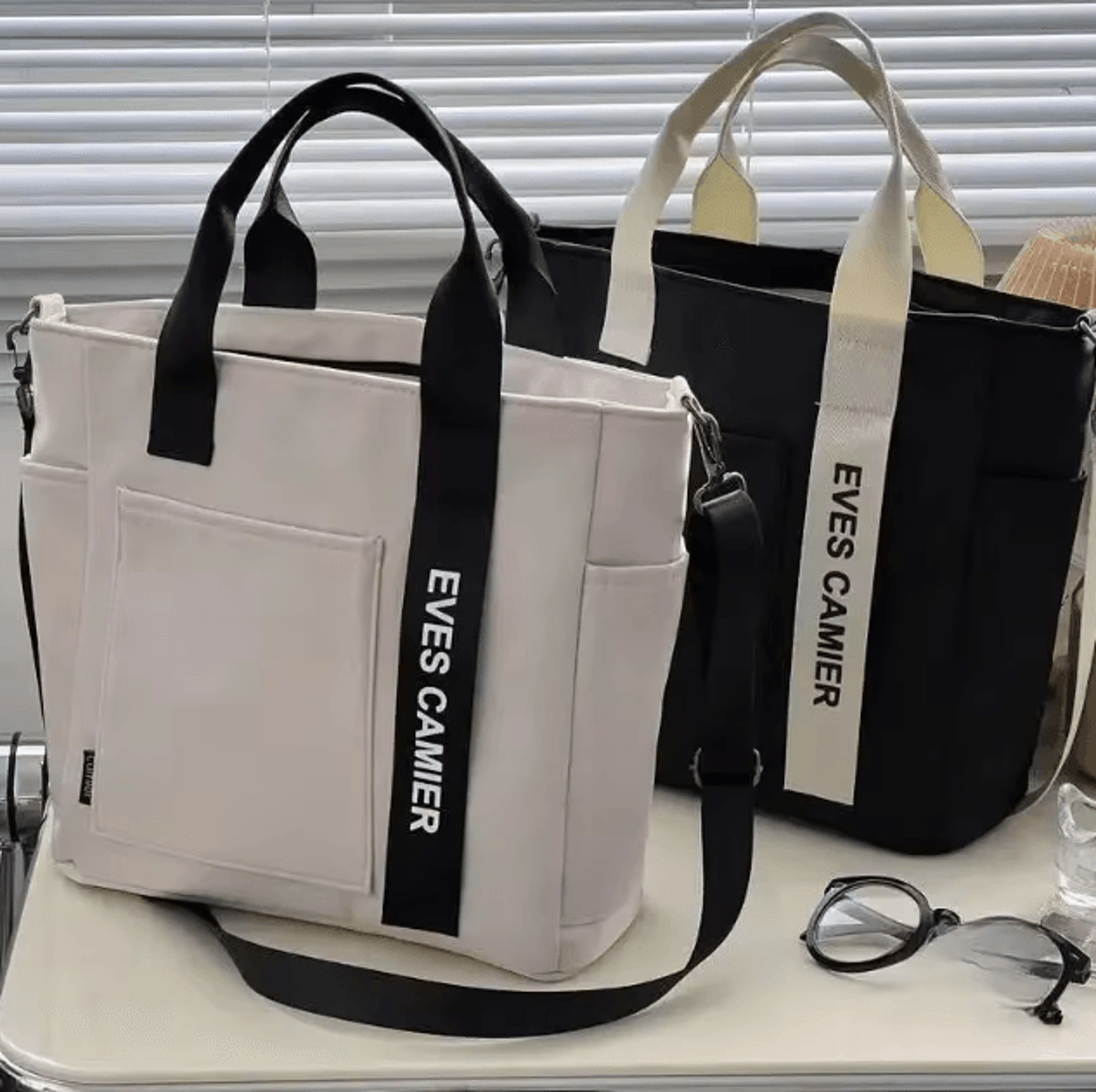 casual large capacity waterproof tote shoulder bag nylon canvas handbag