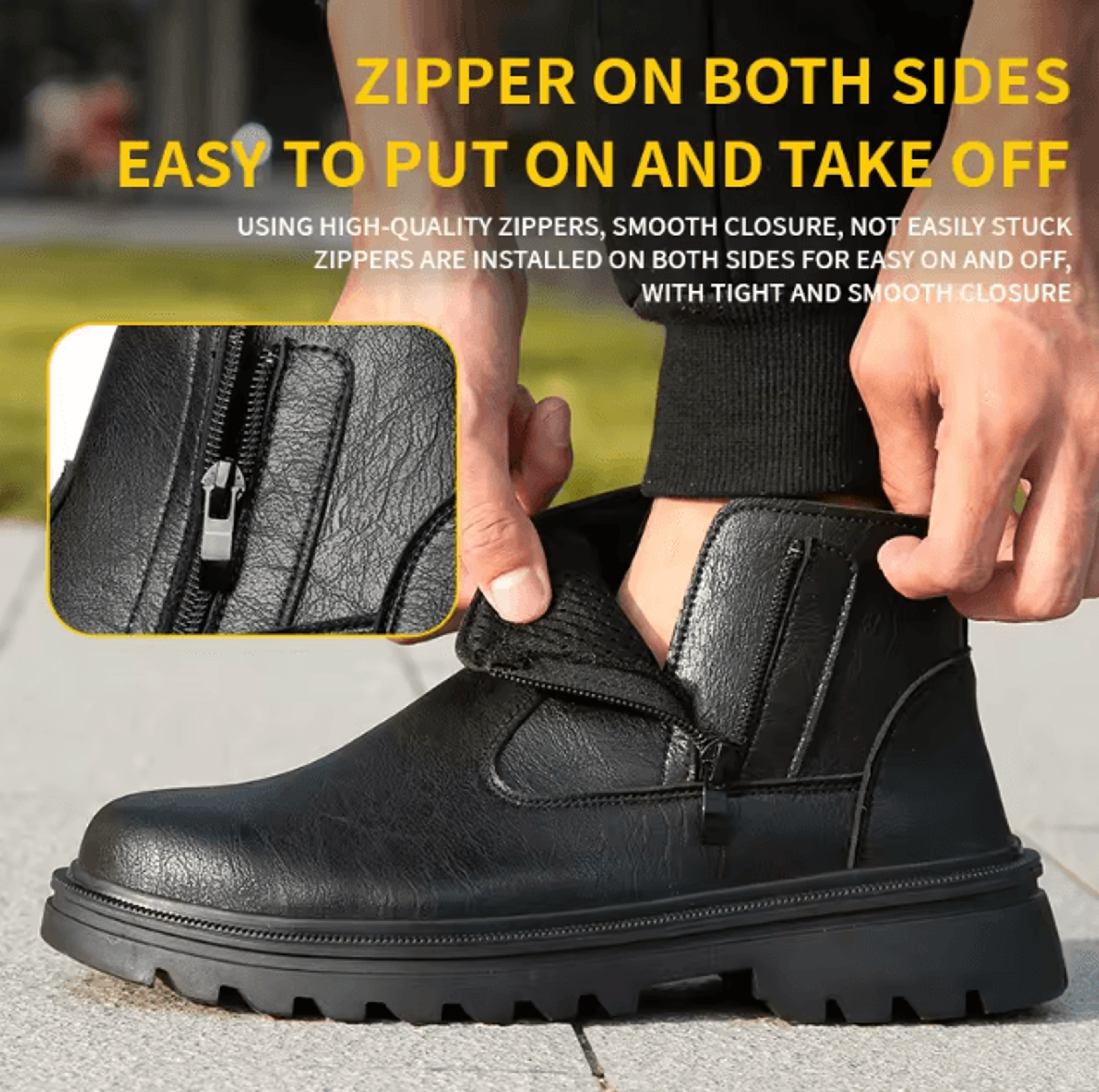 mens safety steel toe work boots brown leather puncture proof protection shoes