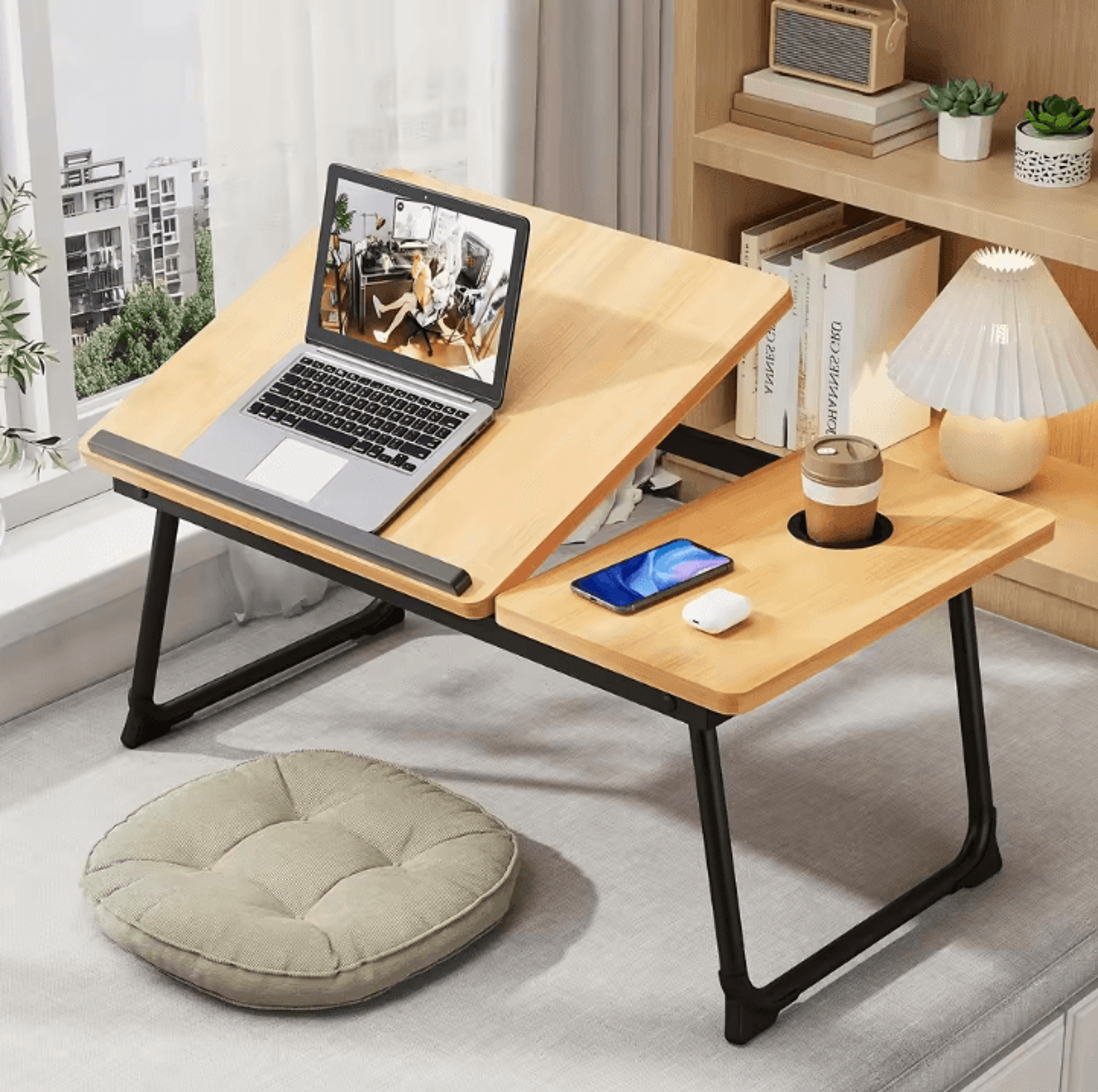 adjustable tray table portable laptop desk bed table for dining and study