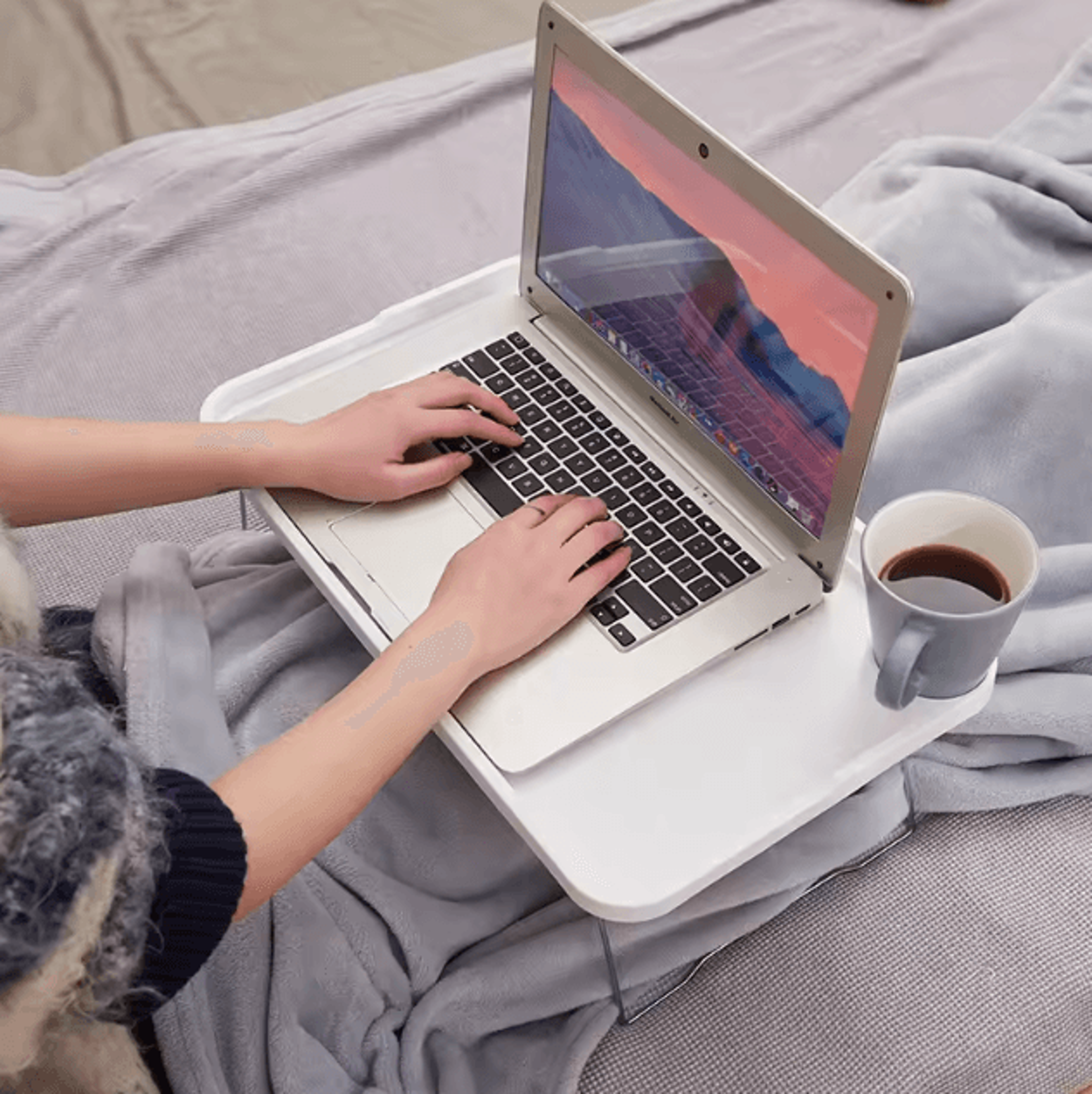 portable multi-function lap tray desk foldable bed table with cup holder for laptop and study