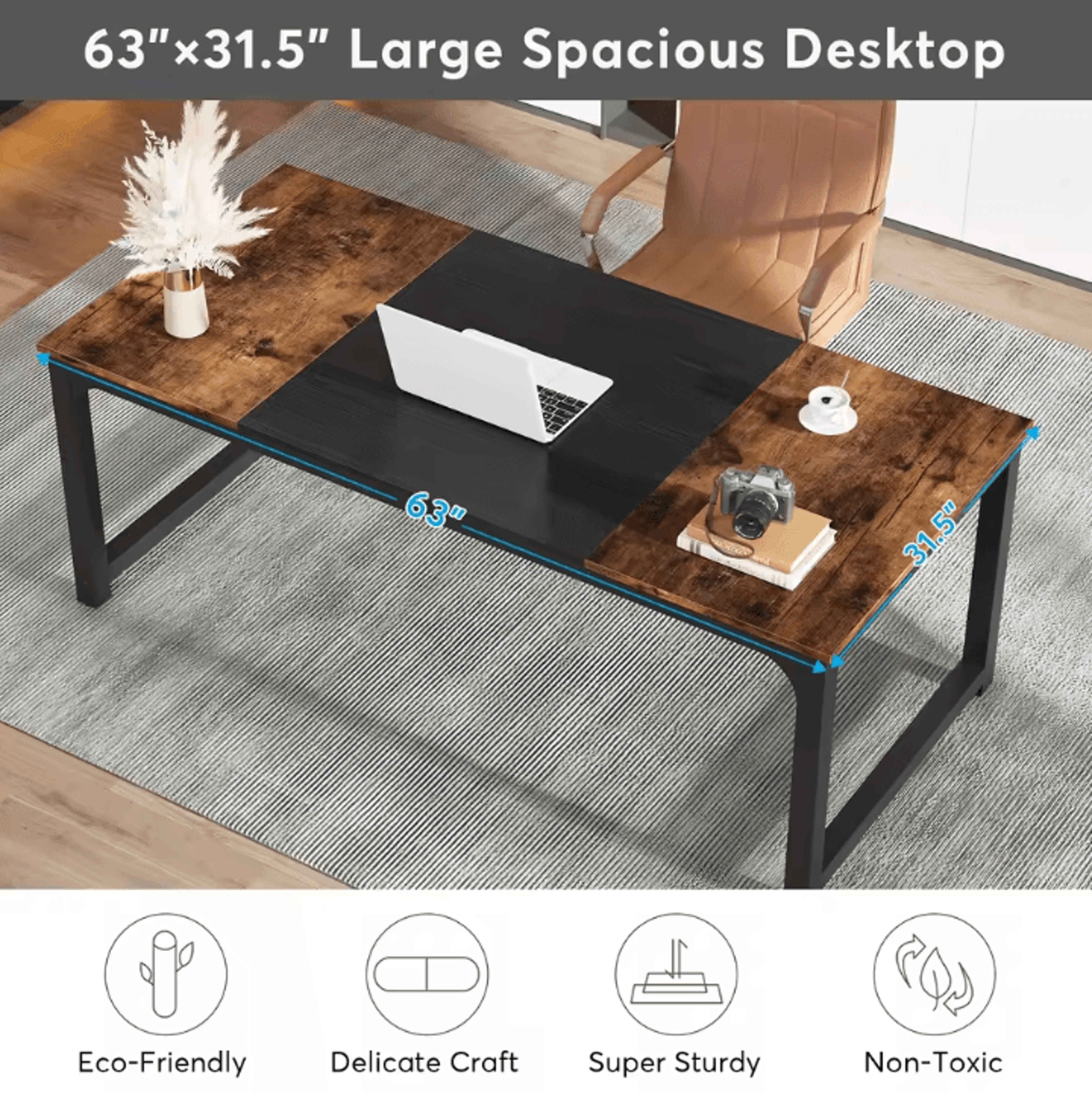 tribesigns large office desk computer table home office workstation writing desk