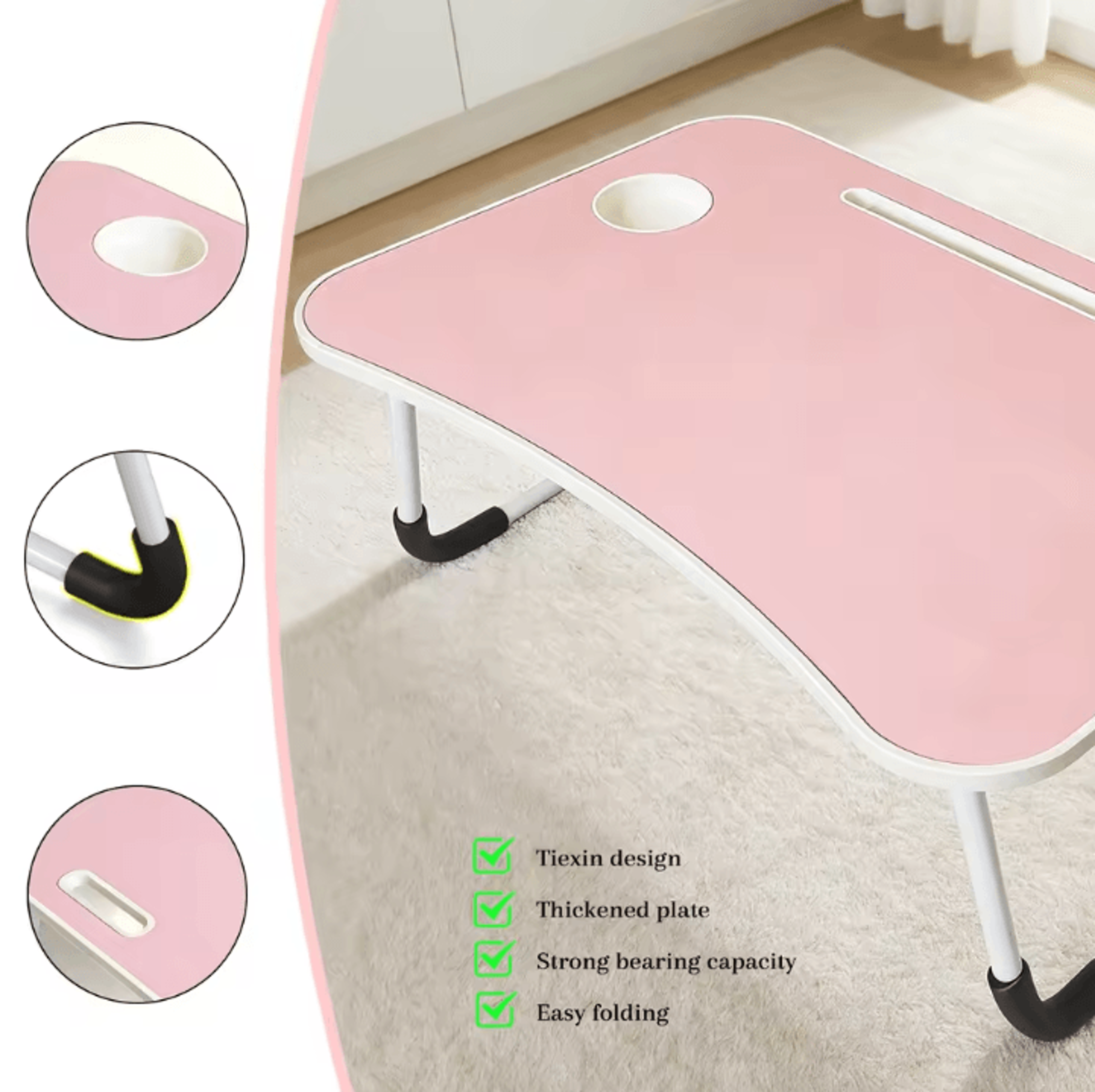 foldable small wireless charging laptop table portable bed desk