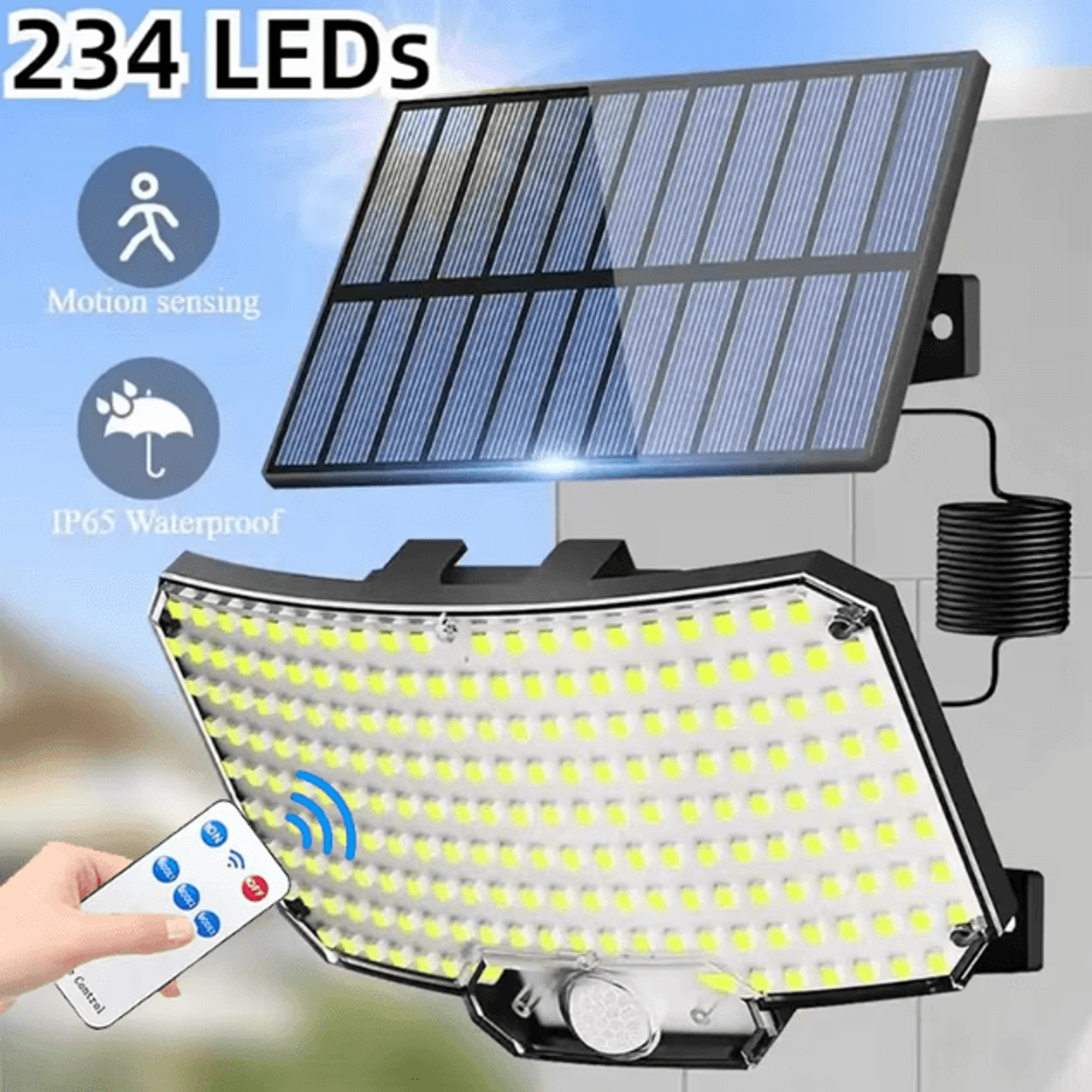 solar outdoor motion sensor led wall lamp super bright waterproof with 3 working modes