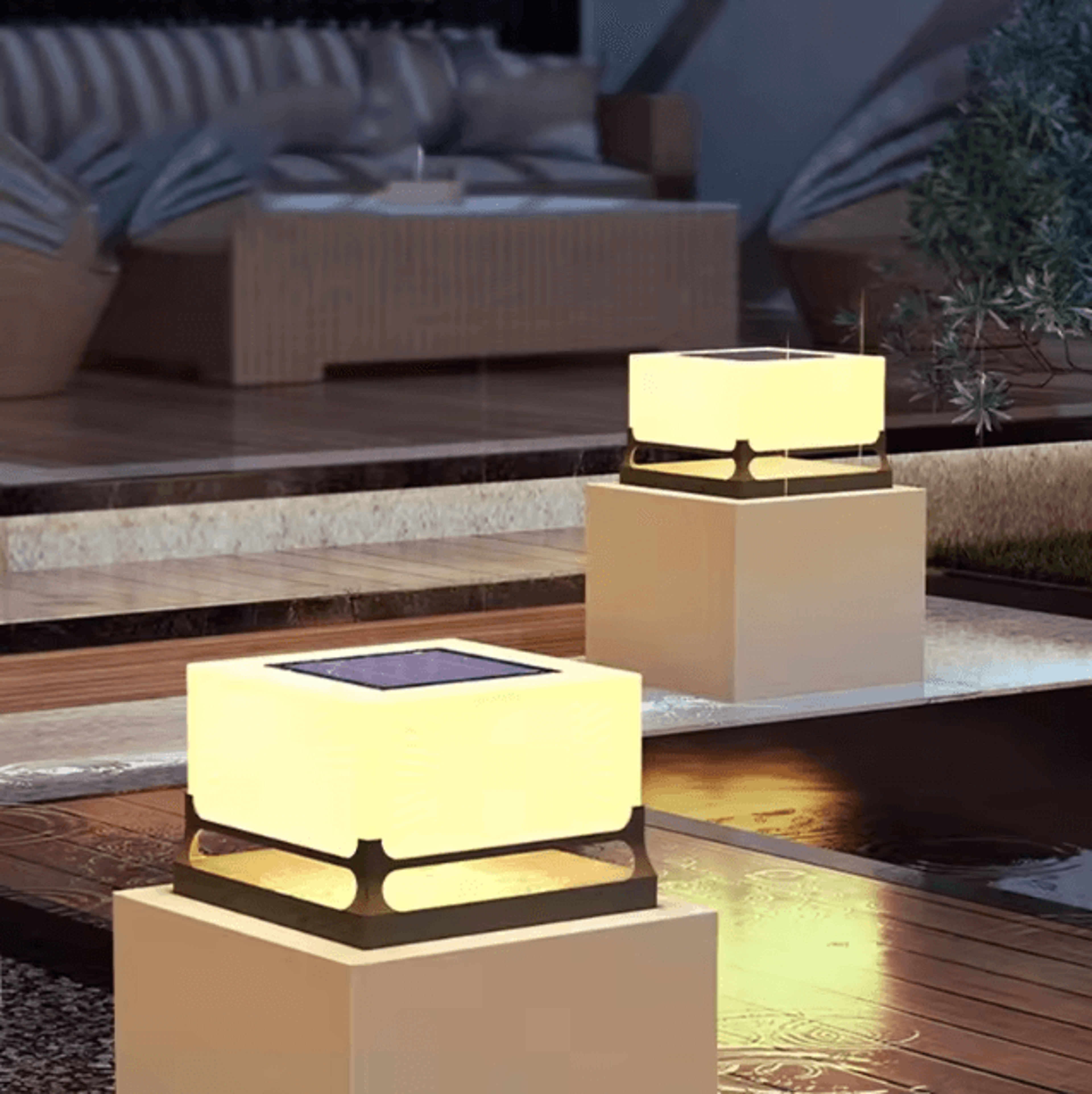 modern solar outdoor waterproof decorative door post light yard patio pathway wall pillar lamp